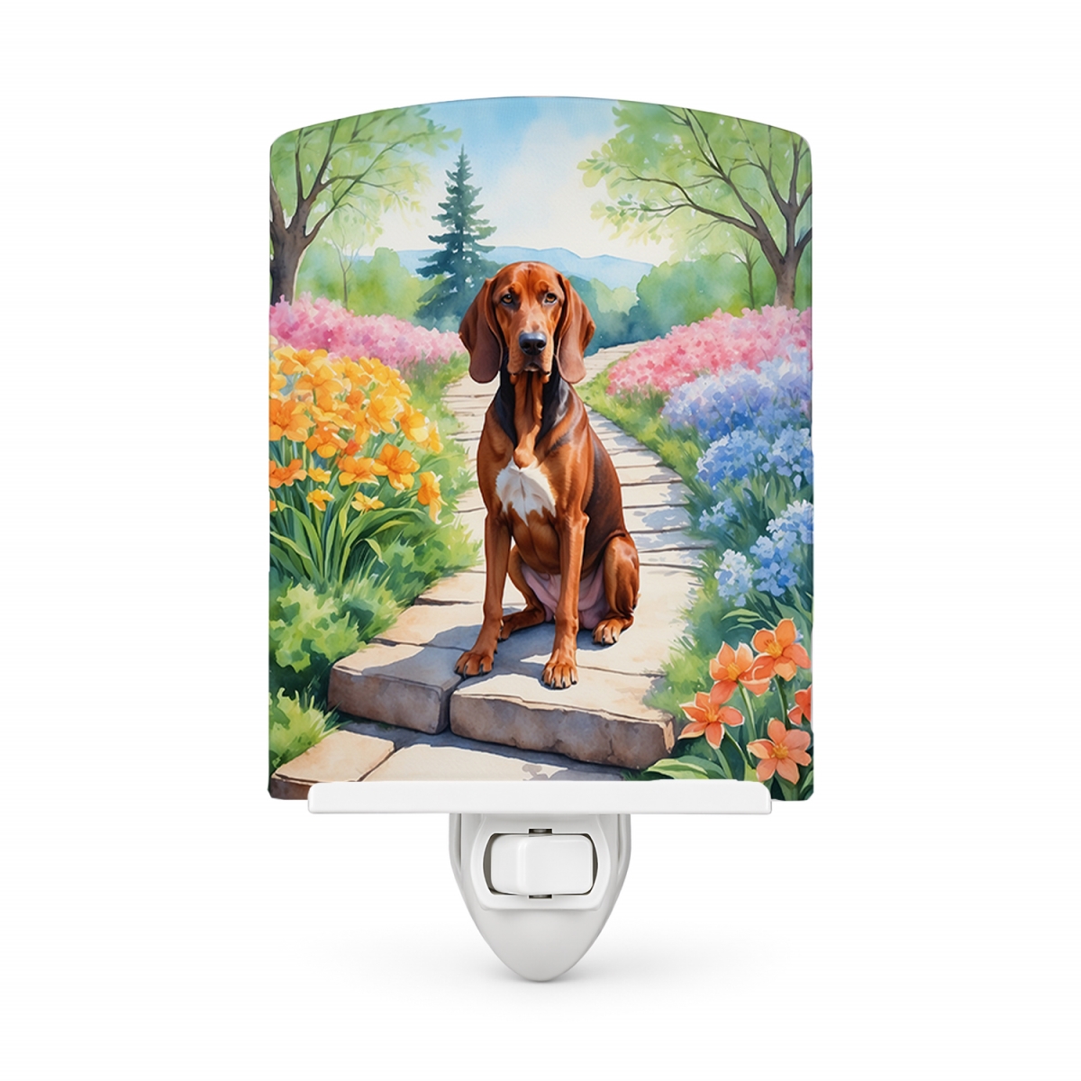 DAC6703CNL 6 x 4 in. Redbone Coonhound Spring Path Ceramic Night Light