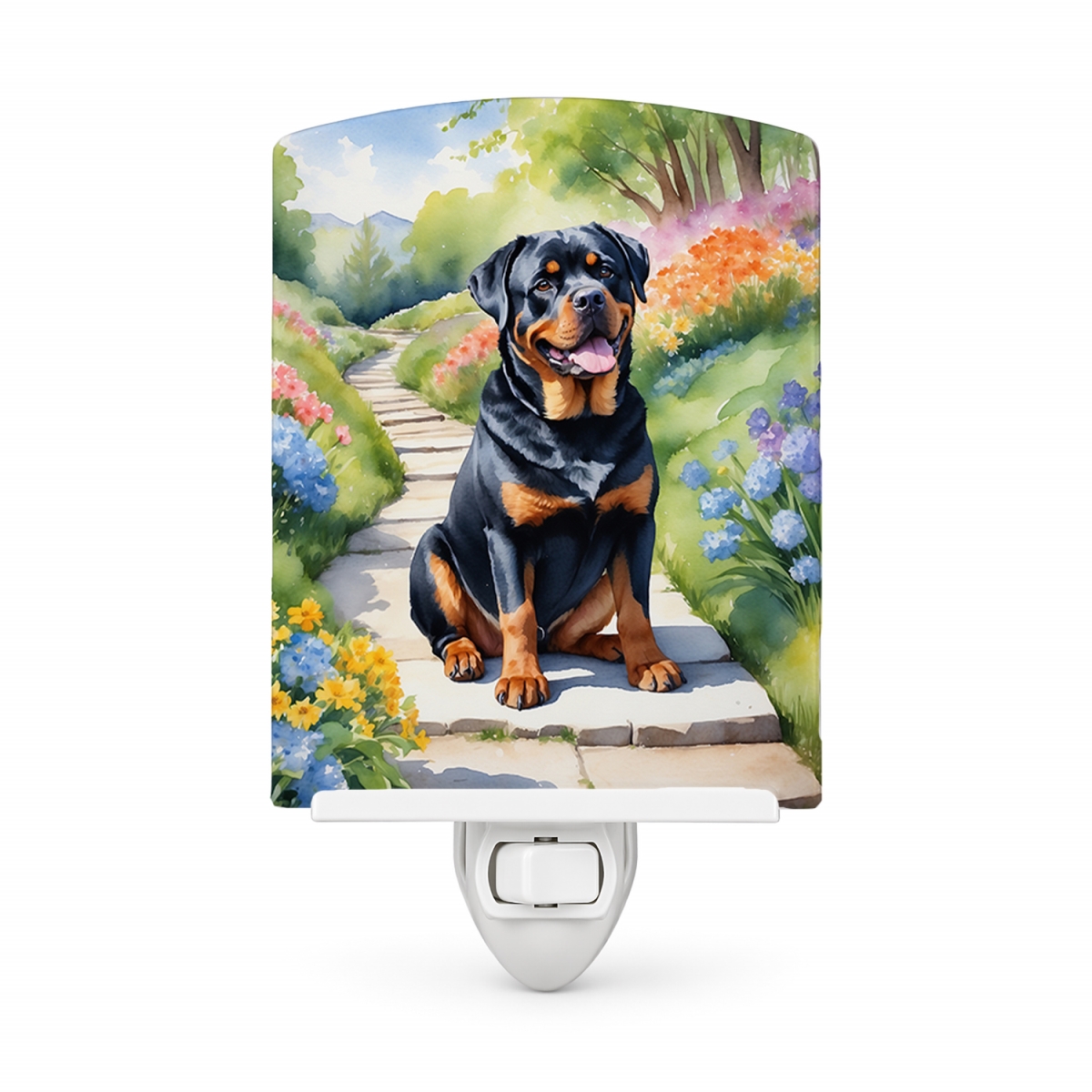 DAC6705CNL 6 x 4 in. Rottweiler Spring Path Ceramic Night Light