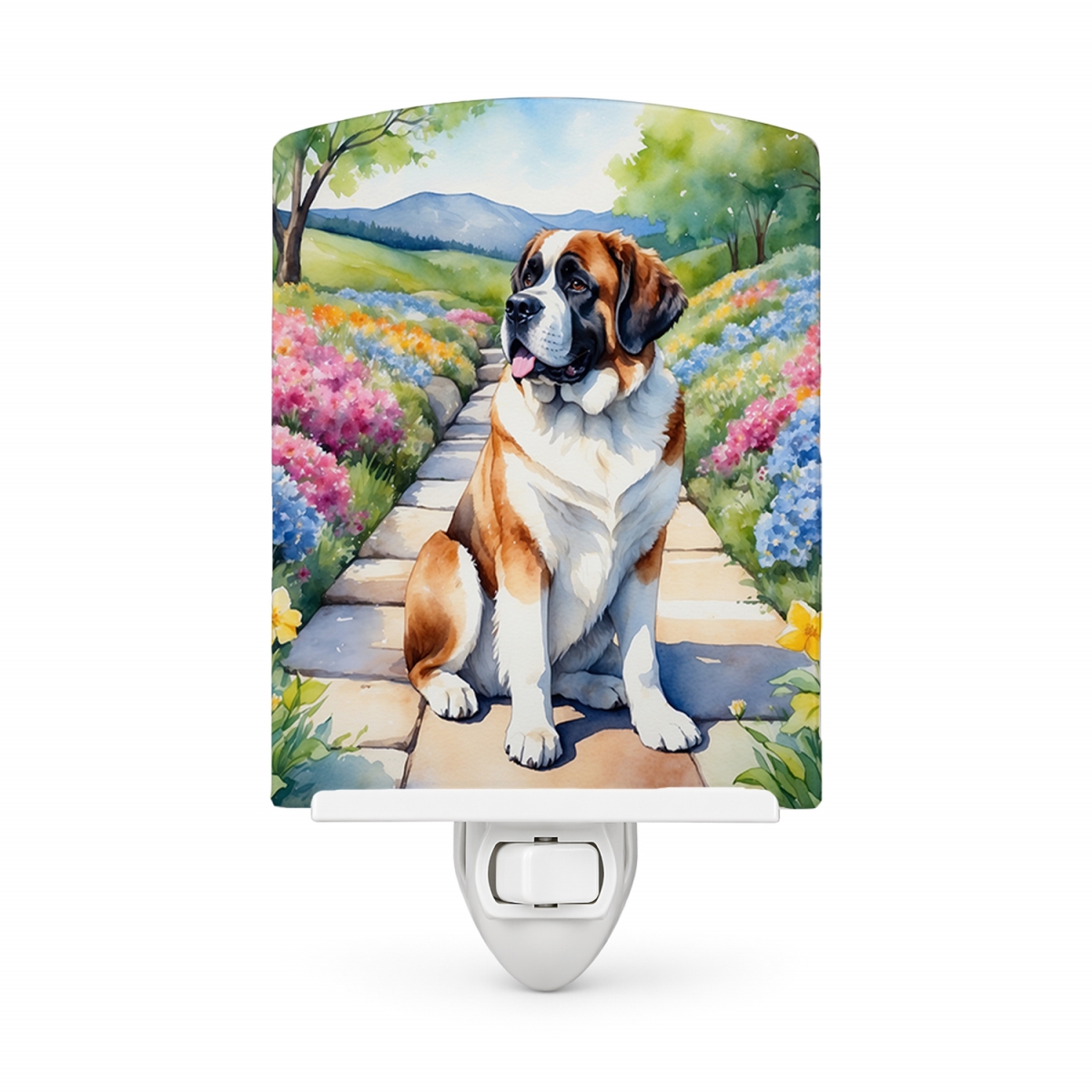 DAC6706CNL 6 x 4 in. Saint Bernard Spring Path Ceramic Night Light