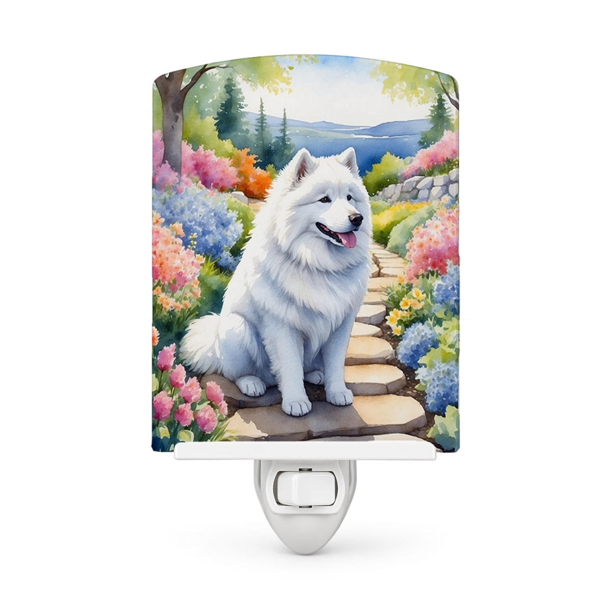 DAC6707CNL 6 x 4 in. Samoyed Spring Path Ceramic Night Light