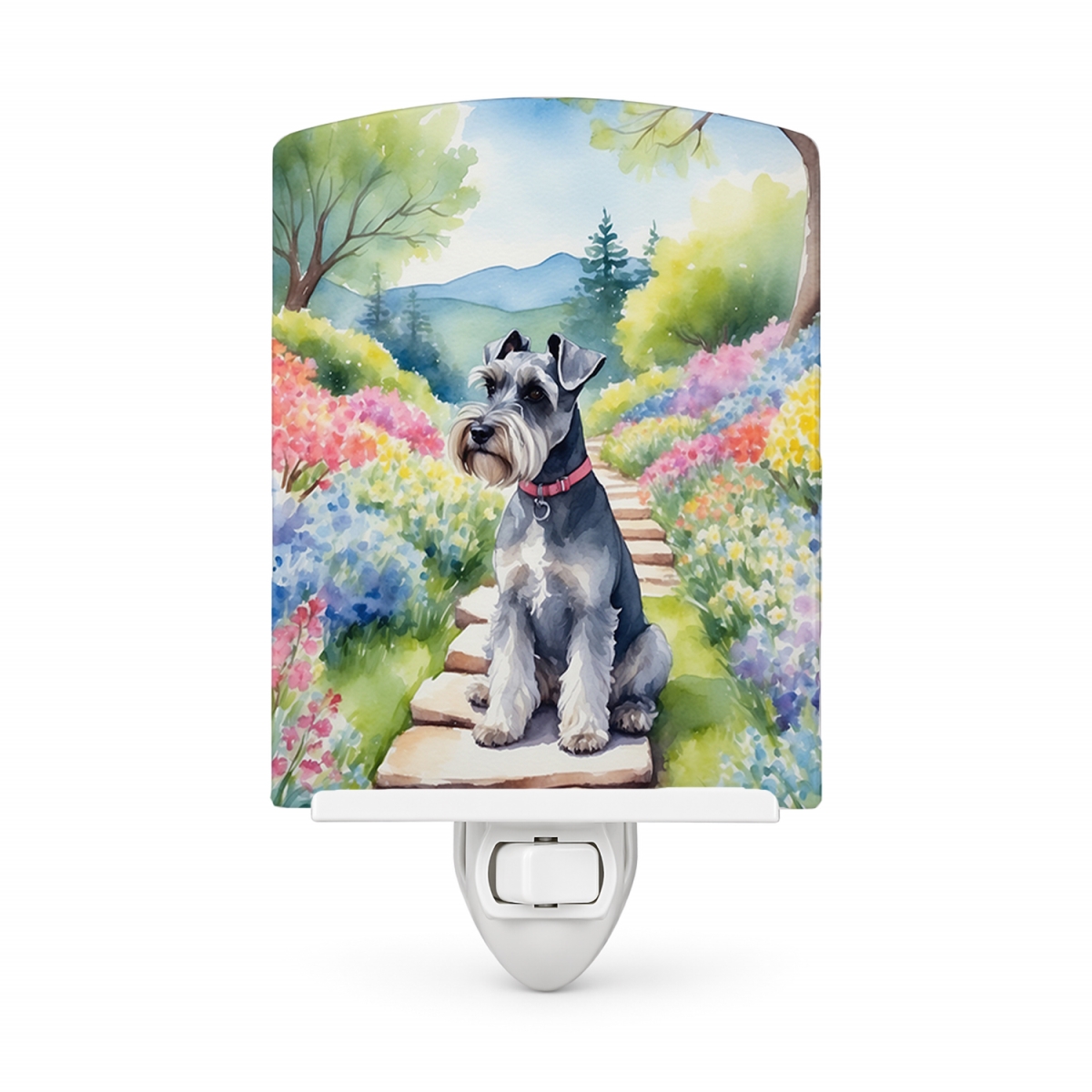 DAC6709CNL 6 x 4 in. Schnauzer Spring Path Ceramic Night Light