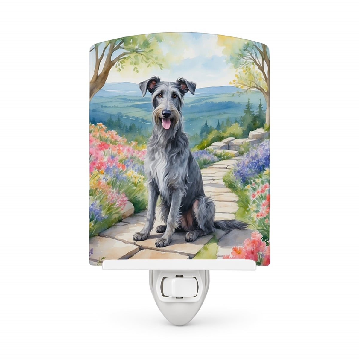 DAC6710CNL 6 x 4 in. Scottish Deerhound Spring Path Ceramic Night Light