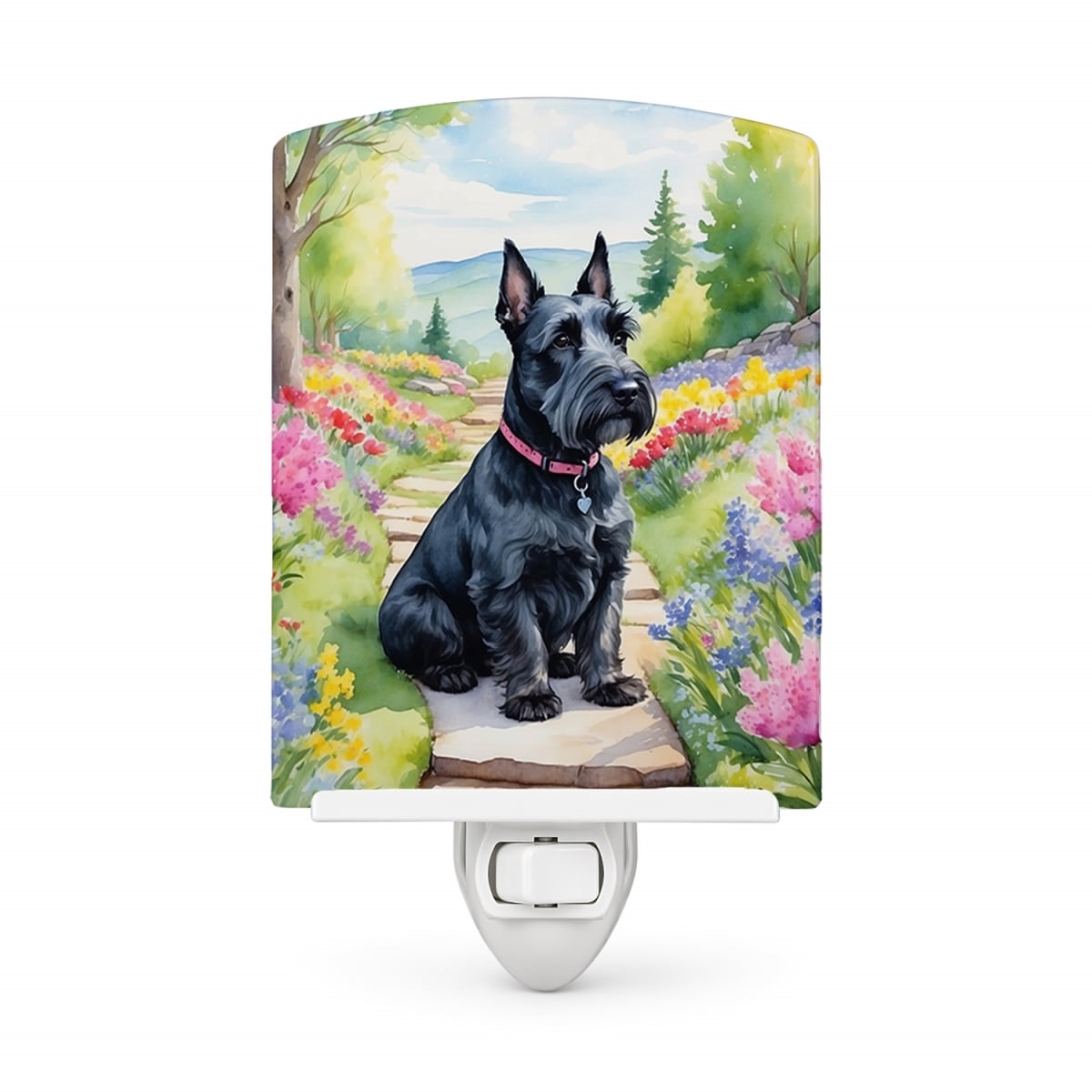 DAC6711CNL 6 x 4 in. Scottish Terrier Spring Path Ceramic Night Light