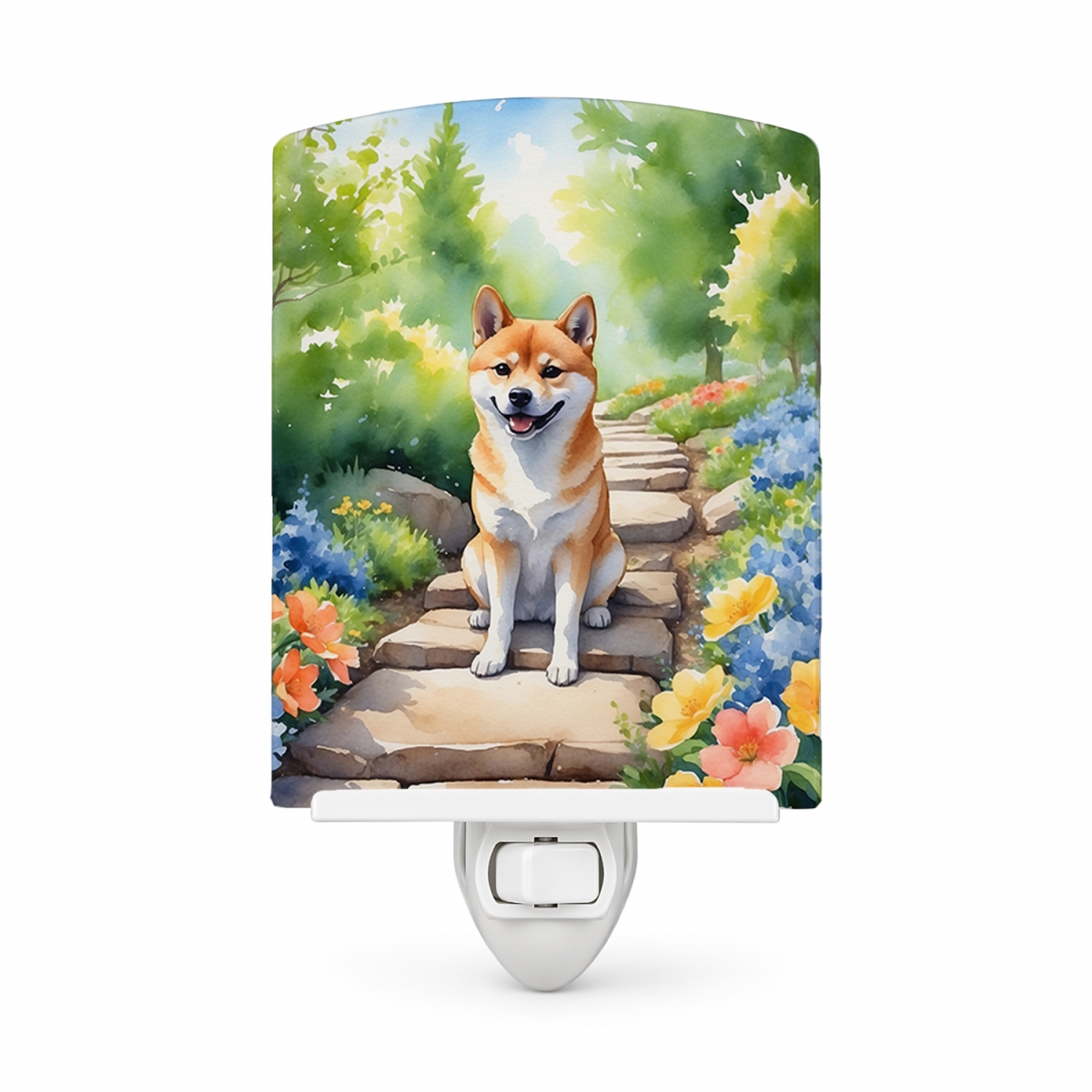 DAC6715CNL 6 x 4 in. Shiba Inu Spring Path Ceramic Night Light