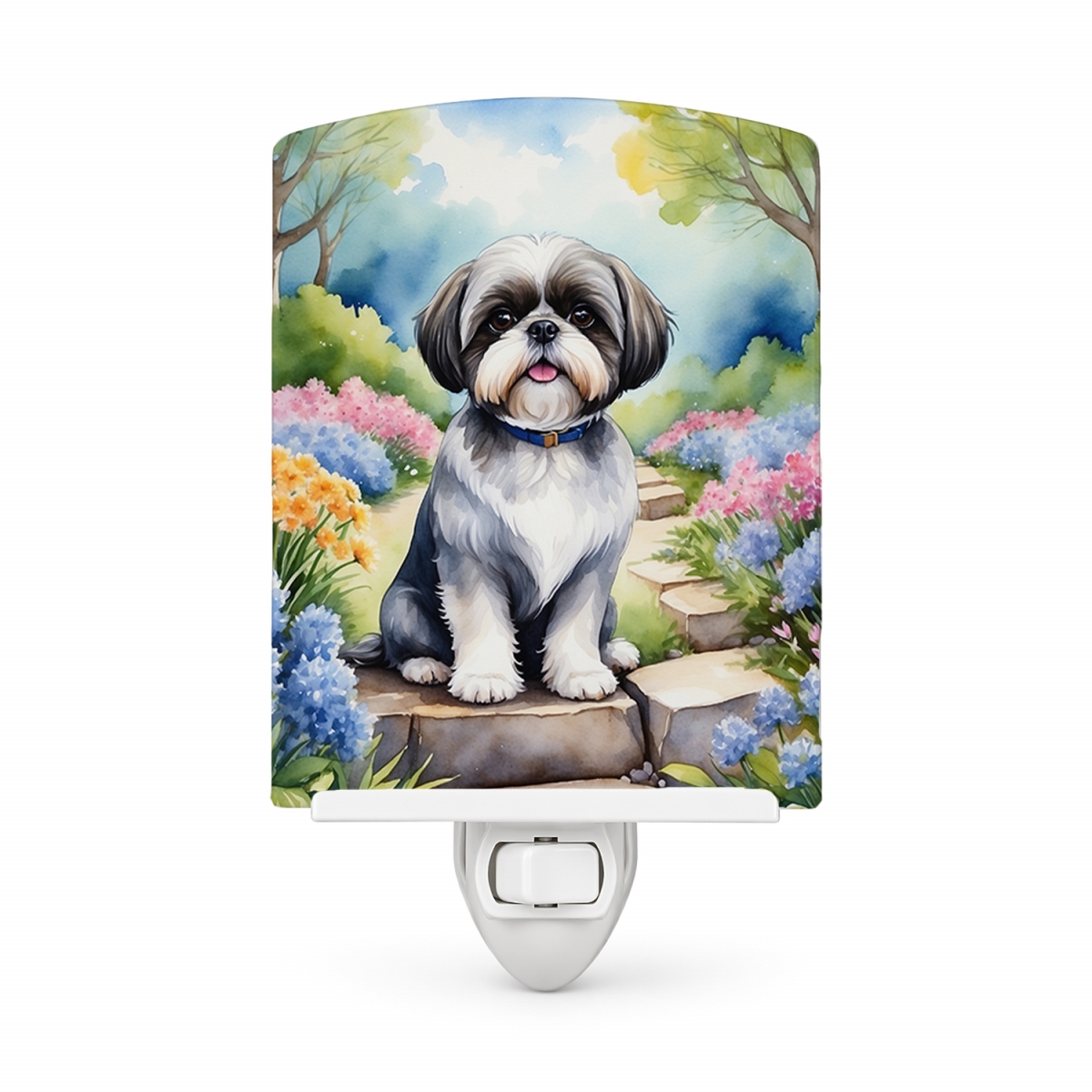DAC6716CNL 6 x 4 in. Shih Tzu Spring Path Ceramic Night Light
