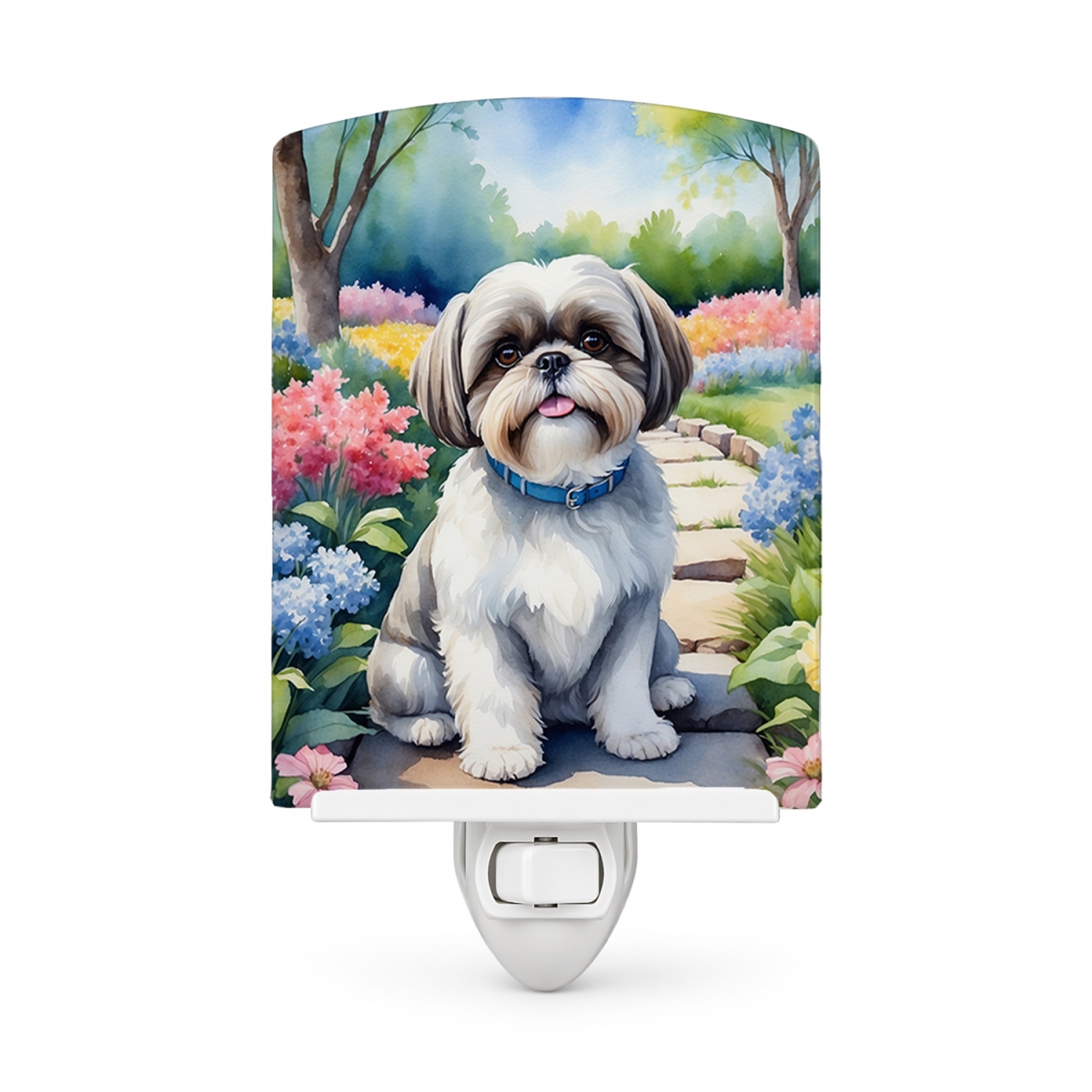 DAC6717CNL 6 x 4 in. Shih Tzu Spring Path Ceramic Night Light