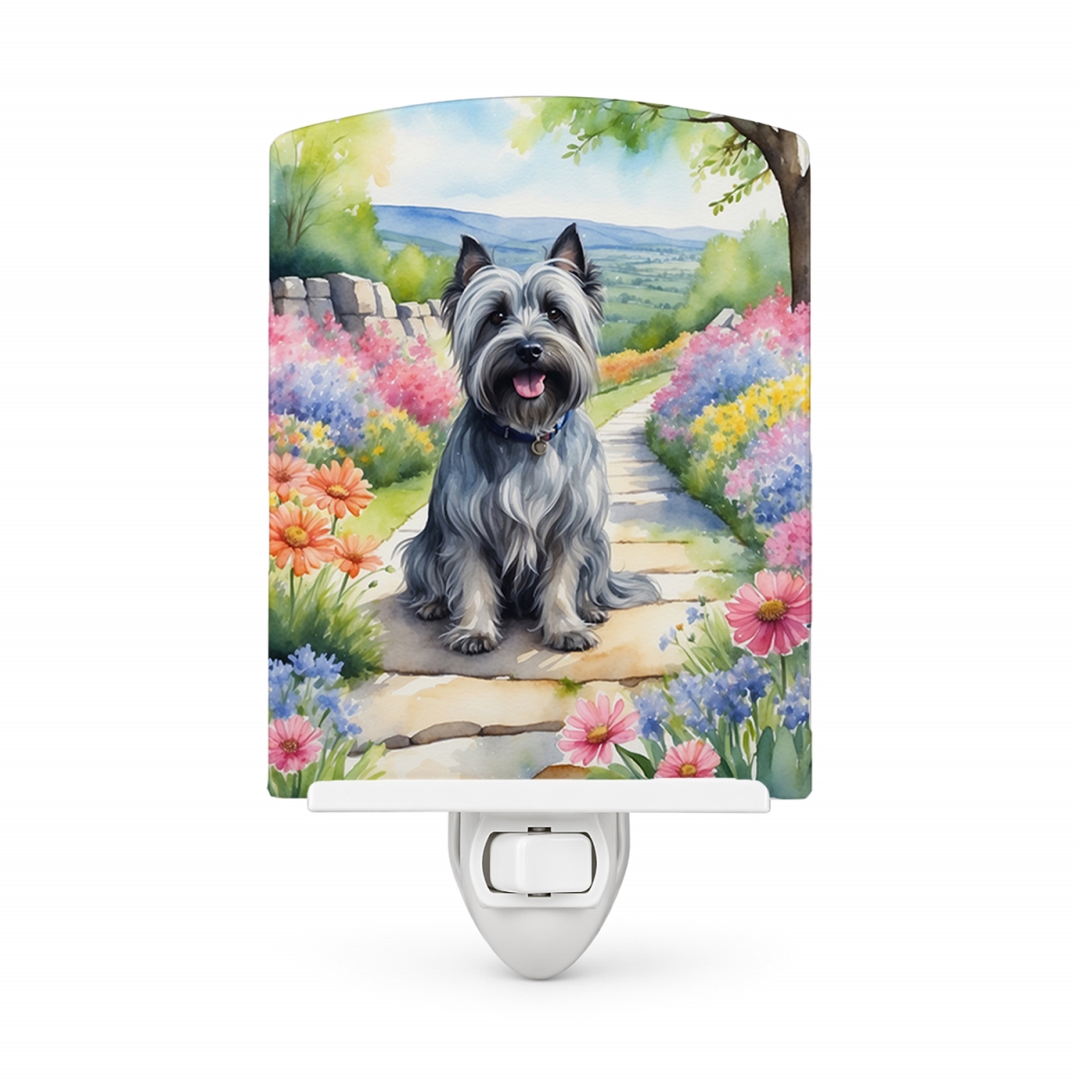 DAC6721CNL 6 x 4 in. Skye Terrier Spring Path Ceramic Night Light
