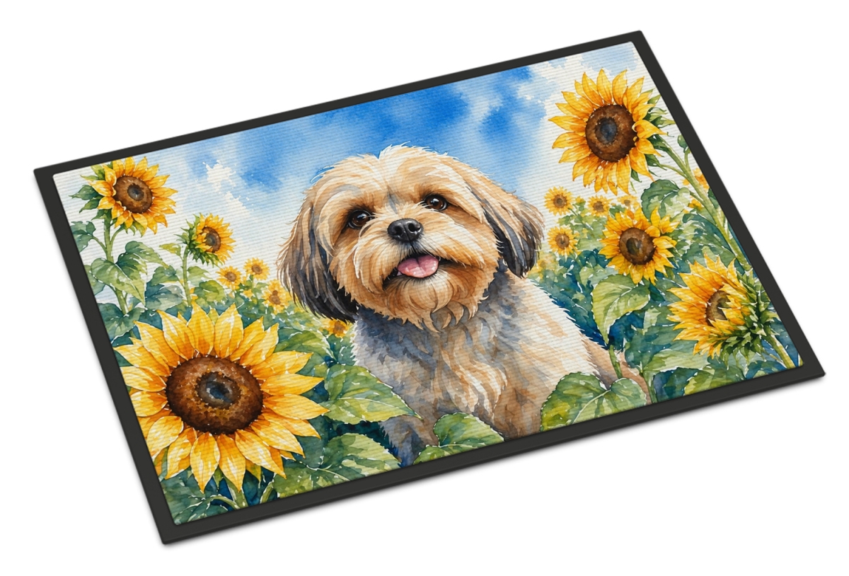 DAC6116MAT 18 x 27 in. Lhasa Apso in Sunflowers Doormat