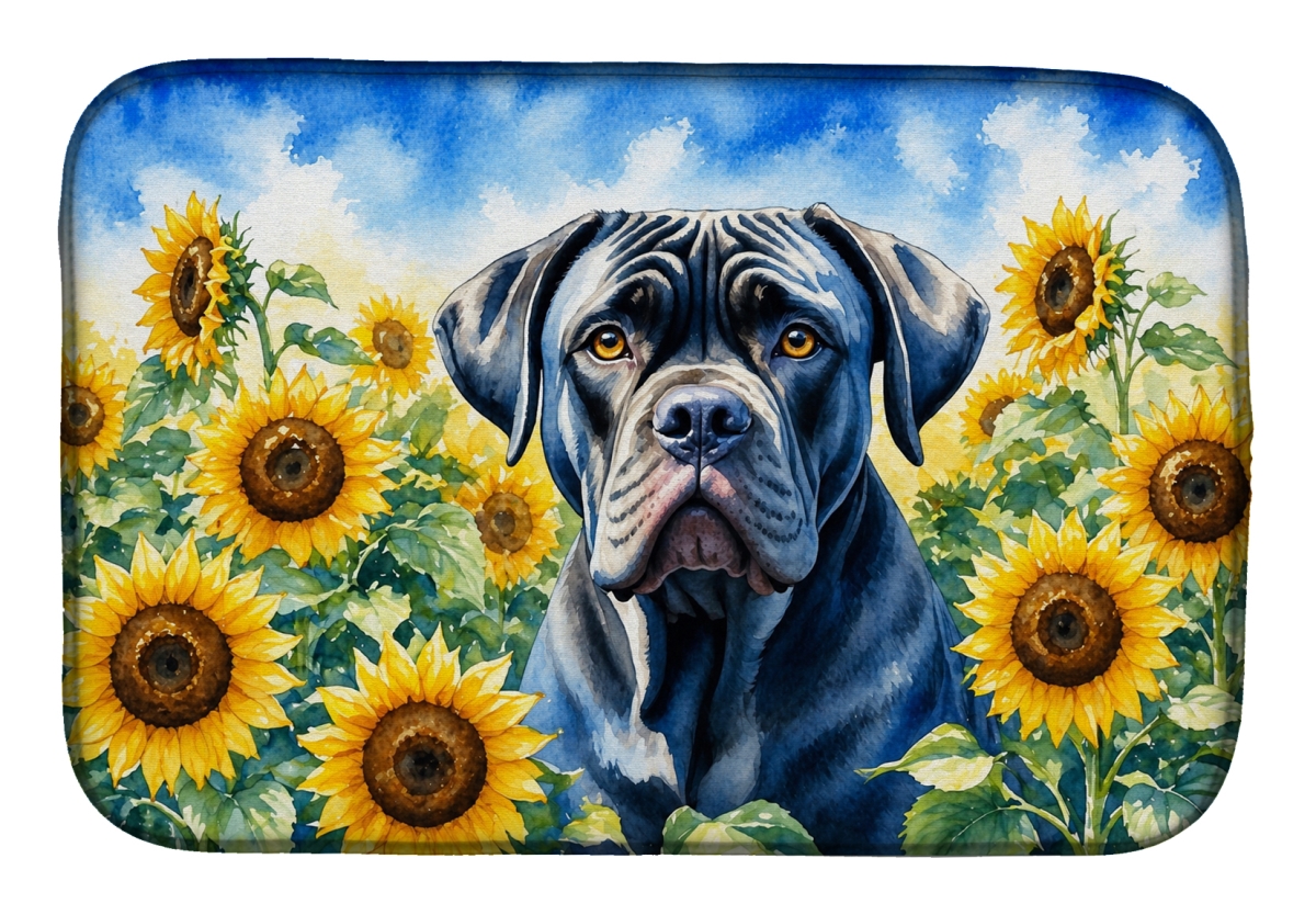 DAC6045DDM 21 x 14 in. Cane Corso in Sunflowers Dish Drying Mat
