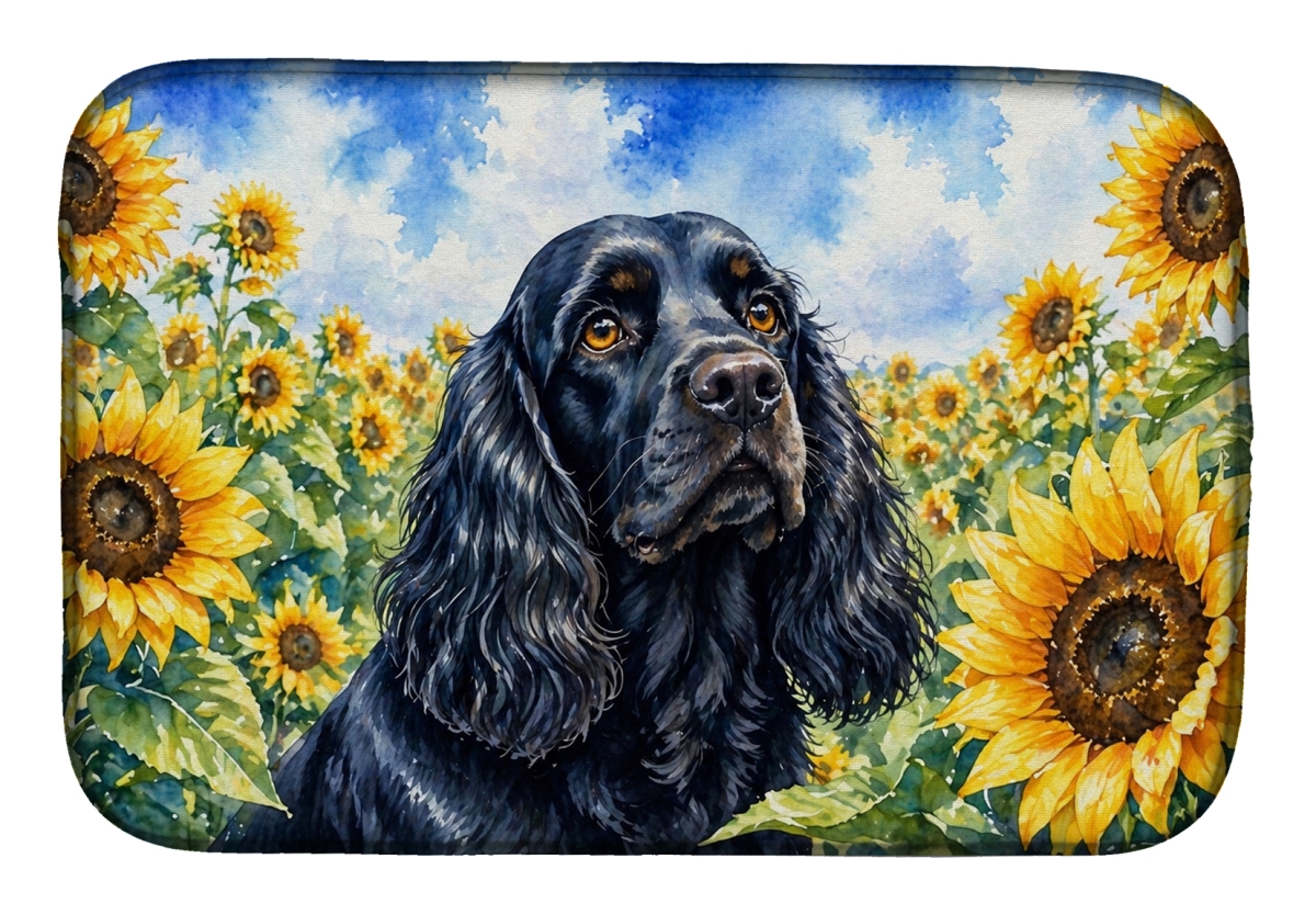 DAC6060DDM 21 x 14 in. Cocker Spaniel in Sunflowers Dish Drying Mat