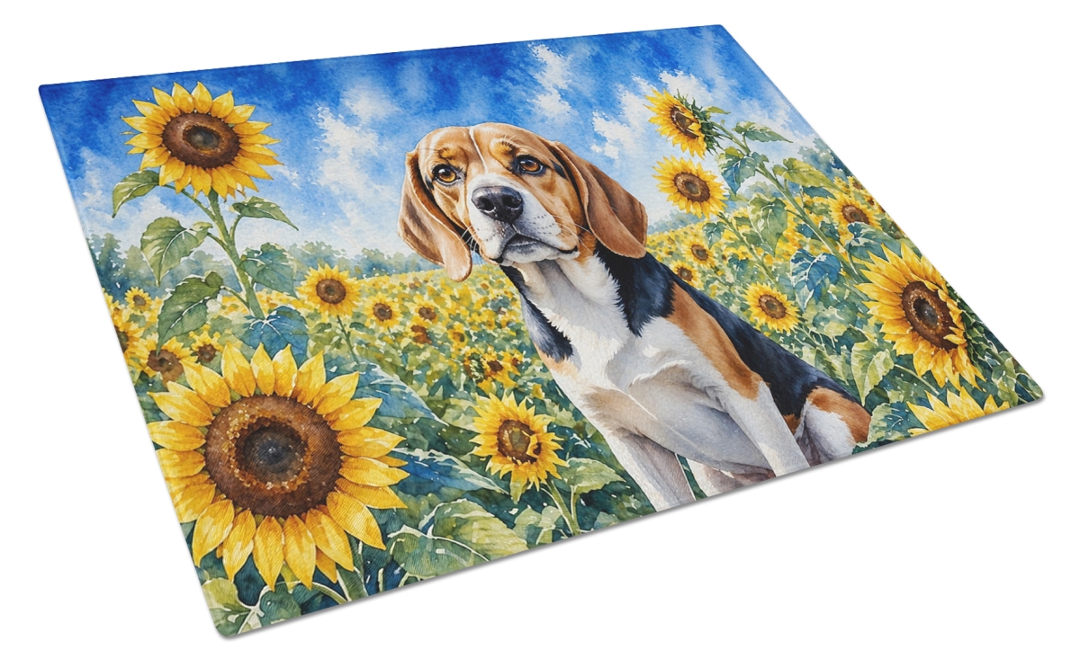 DAC6019LCB 11.25 x 15.25 in. Beagle in Sunflowers Cutting Board