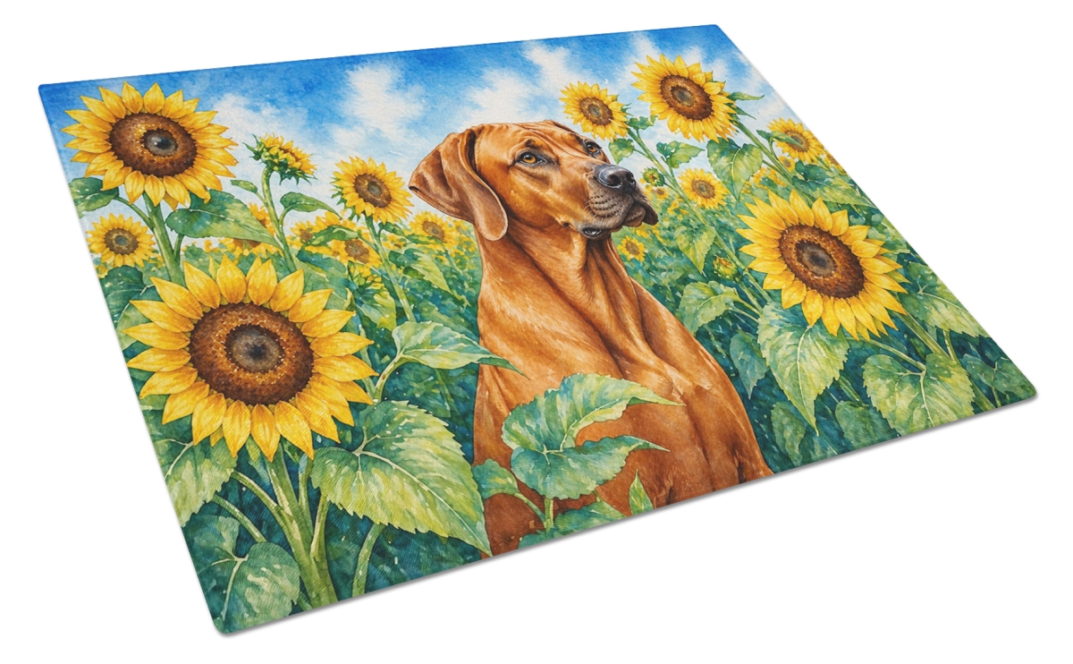 DAC6149LCB 11.25 x 15.25 in. Rhodesian Ridgeback in Sunflowers Cutting Board