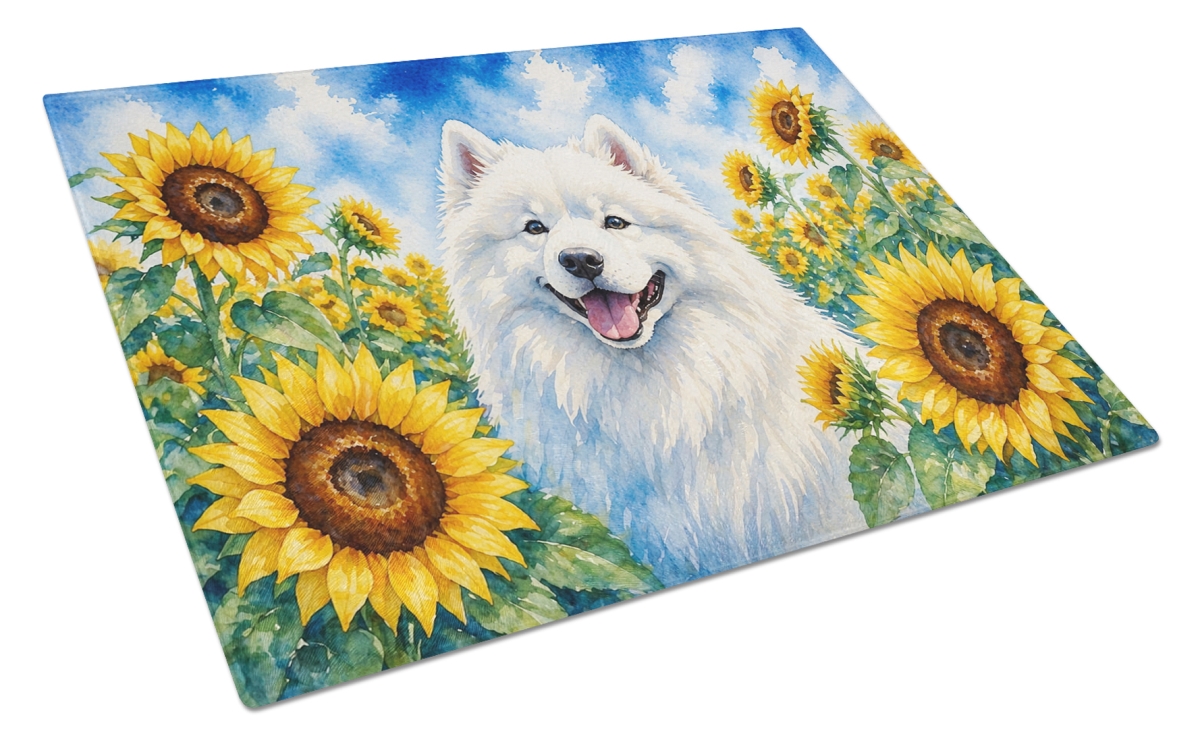 DAC6153LCB 11.25 x 15.25 in. Samoyed in Sunflowers Cutting Board