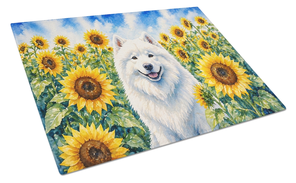 DAC6154LCB 11.25 x 15.25 in. Samoyed in Sunflowers Cutting Board