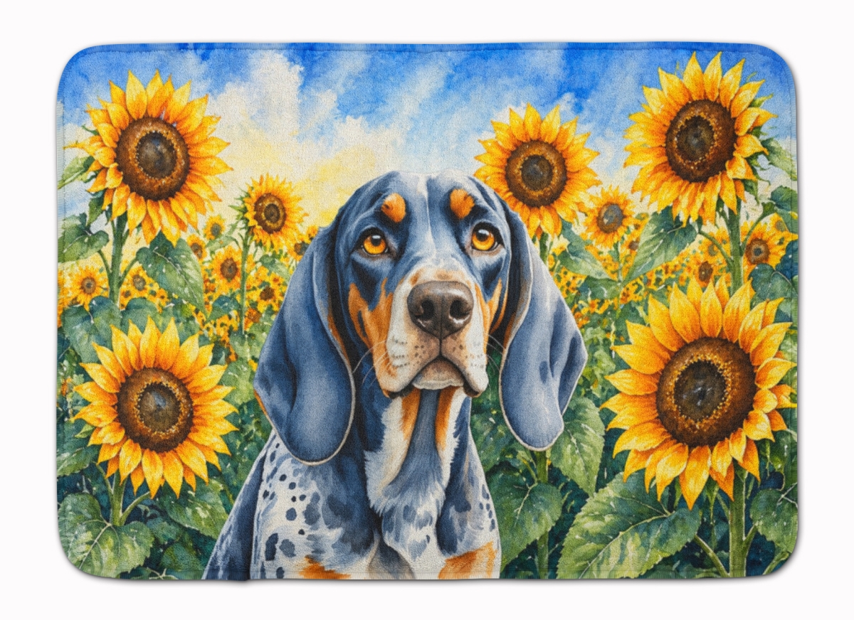 DAC6030RUG 19 x 27 in. Bluetick Coonhound in Sunflowers Memory Foam Kitchen Mat