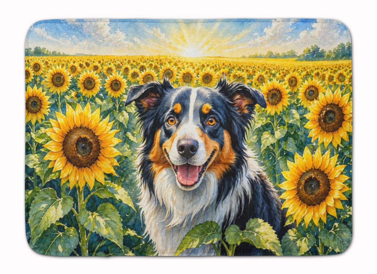 DAC6032RUG 19 x 27 in. Border Collie in Sunflowers Memory Foam Kitchen Mat