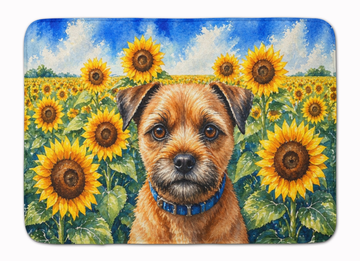 DAC6033RUG 19 x 27 in. Border Terrier in Sunflowers Memory Foam Kitchen Mat