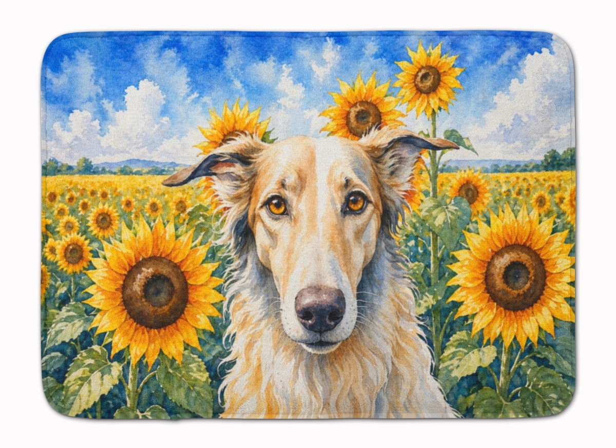 DAC6035RUG 19 x 27 in. Borzoi in Sunflowers Memory Foam Kitchen Mat