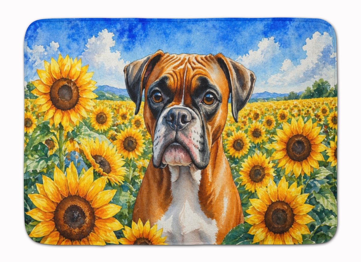 DAC6037RUG 19 x 27 in. Boxer in Sunflowers Memory Foam Kitchen Mat