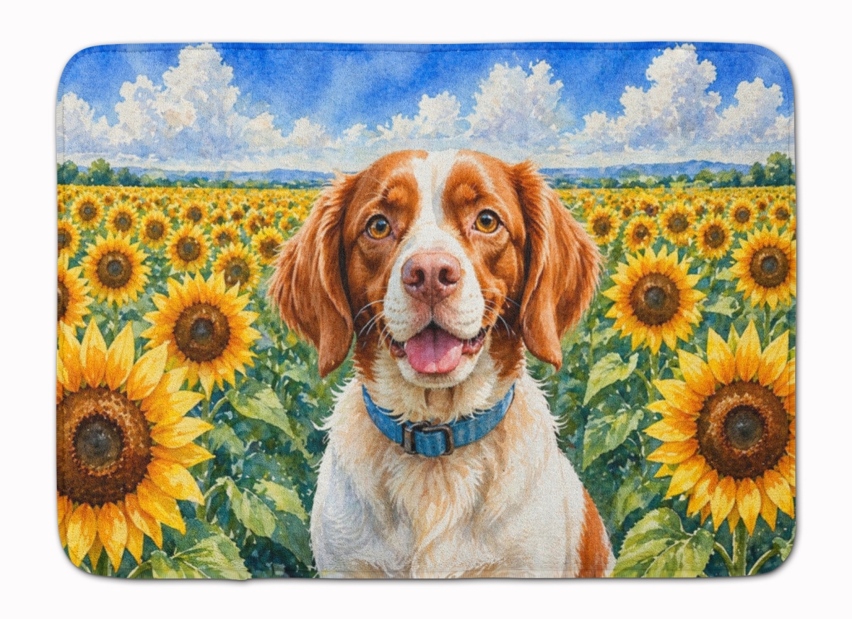DAC6040RUG 19 x 27 in. Brittany Spaniel in Sunflowers Memory Foam Kitchen Mat