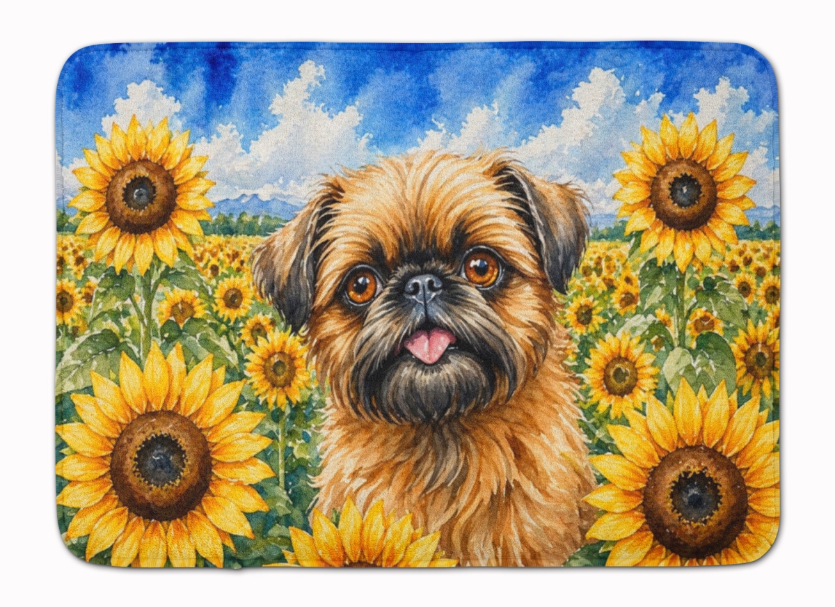 DAC6041RUG 19 x 27 in. Brussels Griffon in Sunflowers Memory Foam Kitchen Mat