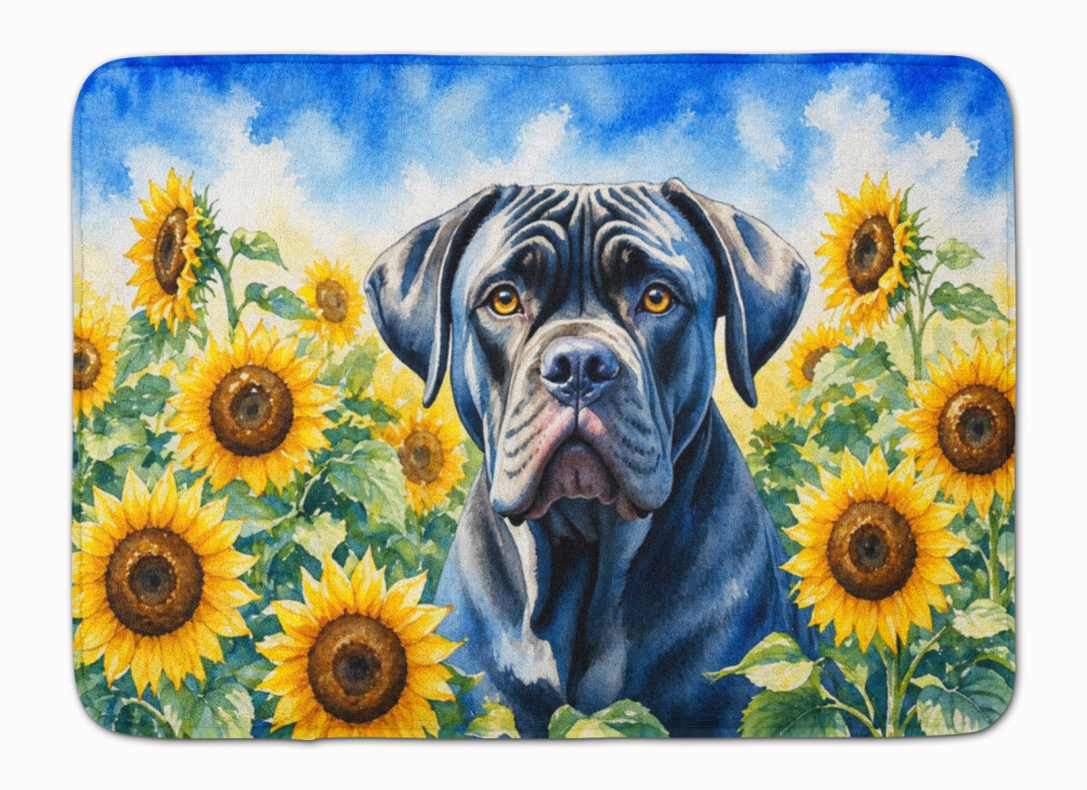 DAC6045RUG 19 x 27 in. Cane Corso in Sunflowers Memory Foam Kitchen Mat