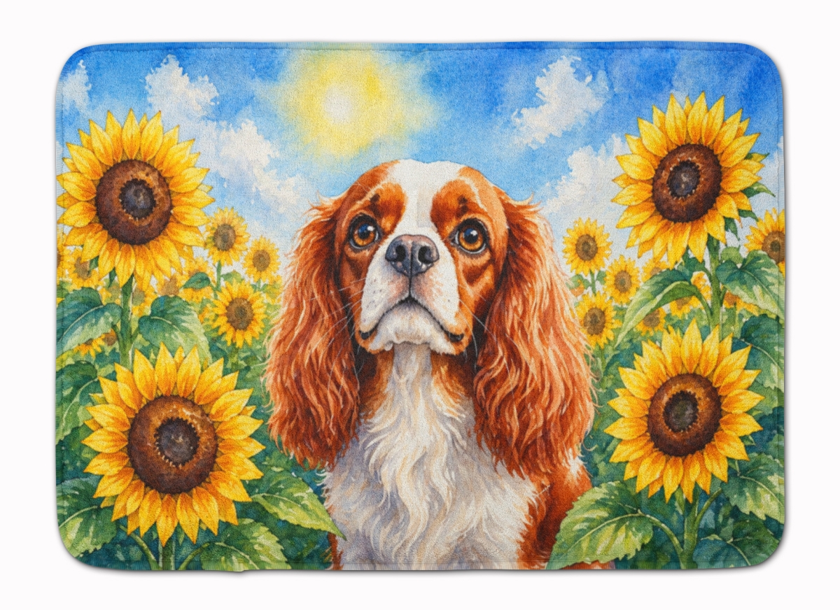 DAC6047RUG 19 x 27 in. Cavalier Spaniel in Sunflowers Memory Foam Kitchen Mat