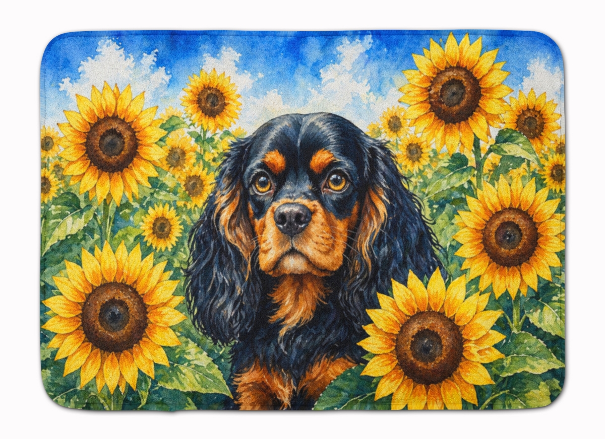 DAC6048RUG 19 x 27 in. Cavalier Spaniel in Sunflowers Memory Foam Kitchen Mat
