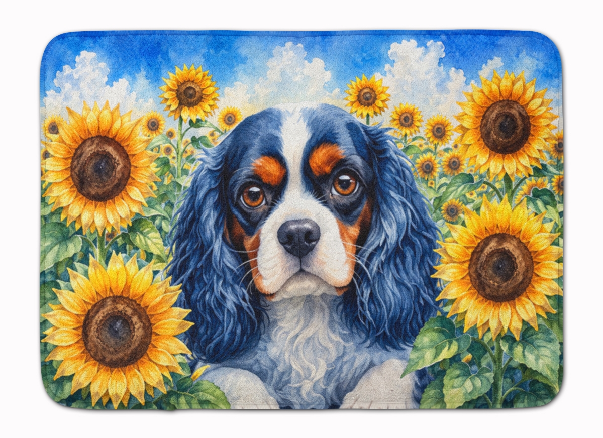 DAC6049RUG 19 x 27 in. Cavalier Spaniel in Sunflowers Memory Foam Kitchen Mat