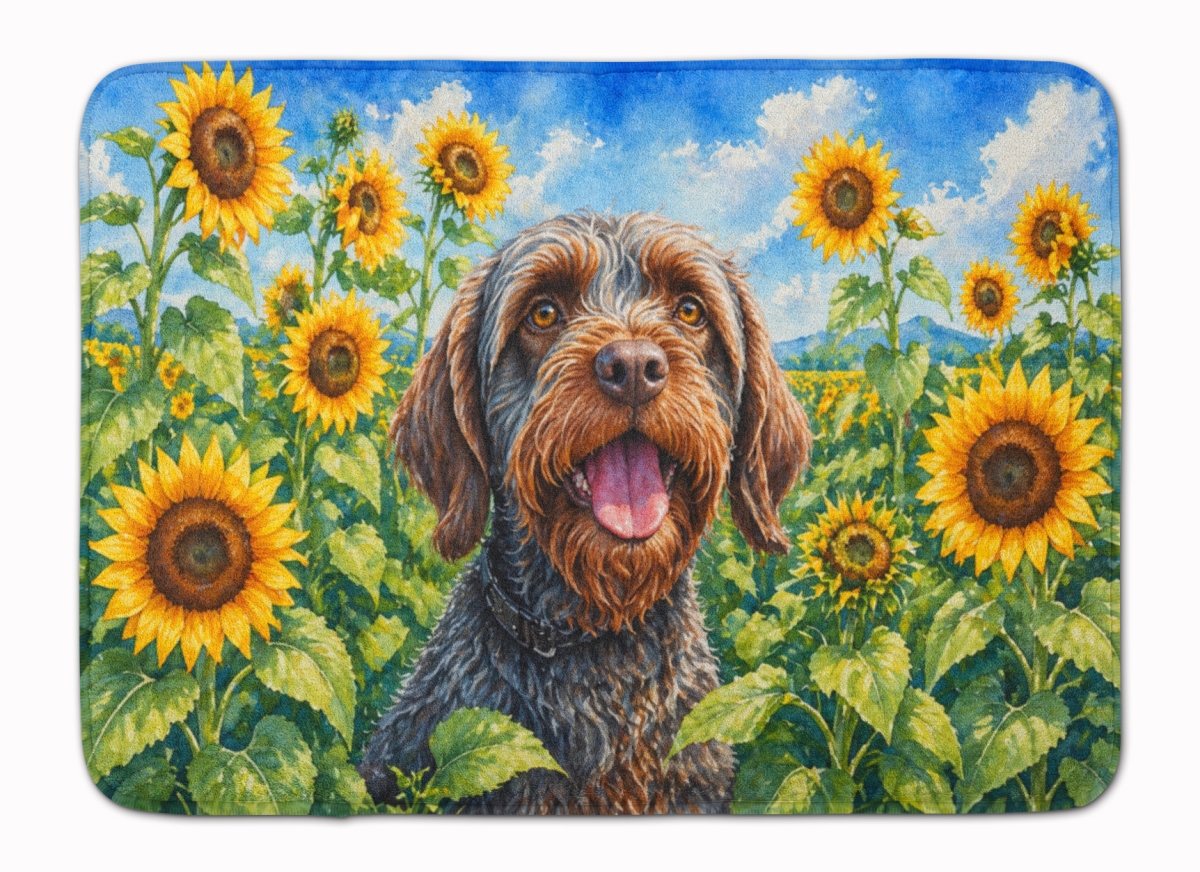 DAC6177RUG 19 x 27 in. Wirehaired Pointing Griffon in Sunflowers Memory Foam Kitchen Mat