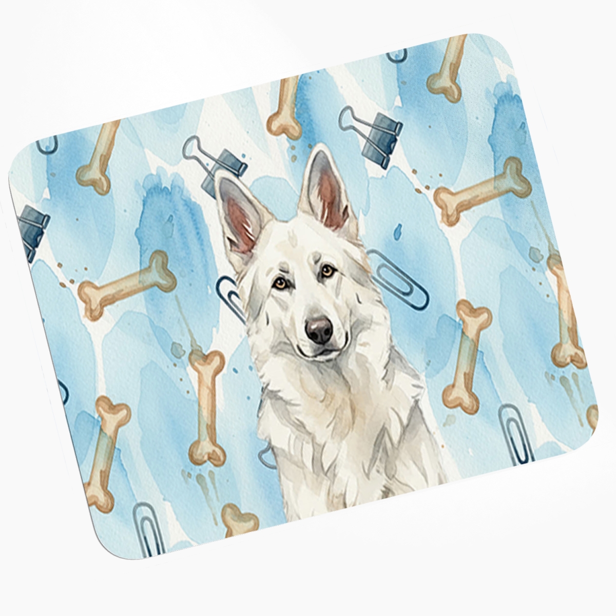 DAC9307MP 8 x 9.5 in. White German Shepherd Coworker Mouse Pad, Heat Resistant Trivet Hot Pad