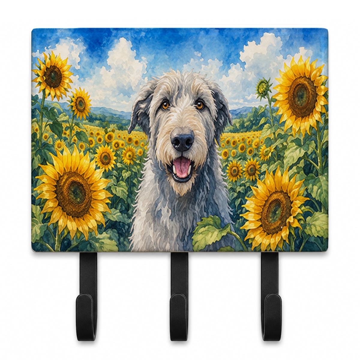 DAC6100TH68 9 x 6 in. Irish Wolfhound in Sunflowers Leash or Key Holder