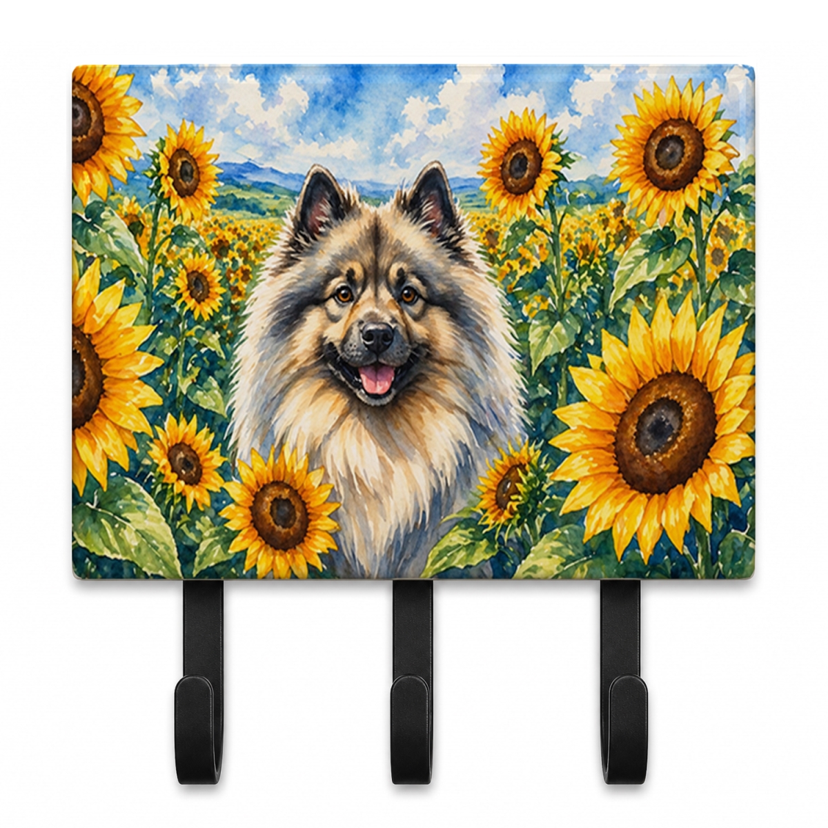 DAC6105TH68 9 x 6 in. Keeshond in Sunflowers Leash or Key Holder