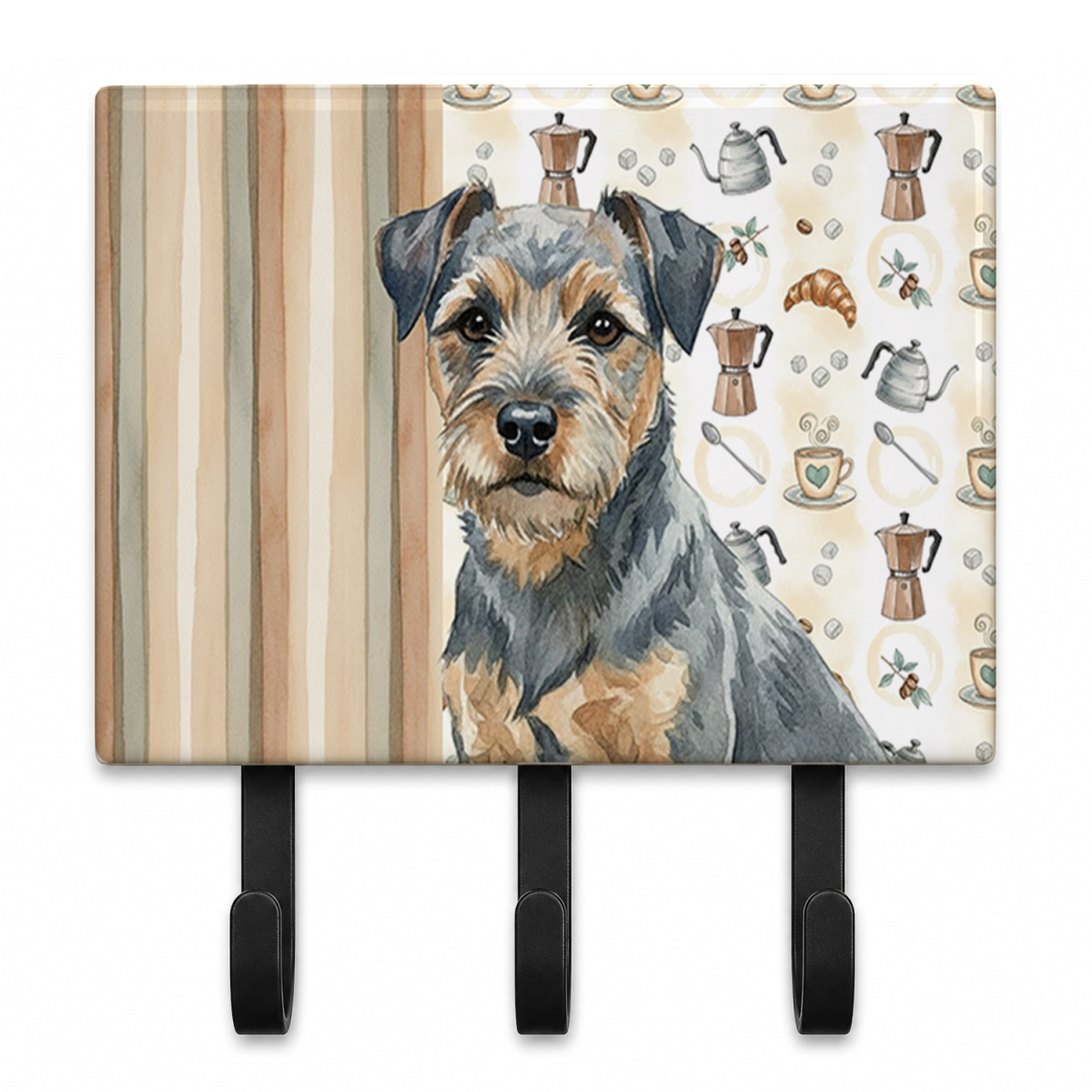 WDK7325TH68 9 x 6 in. Blue & Tan Border Terrier Coffee Bar Leash or Key Holder