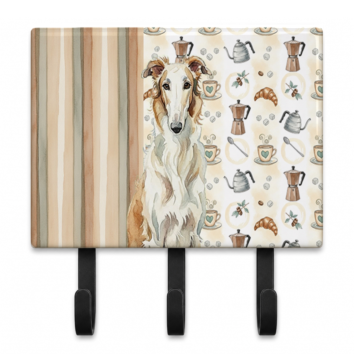WDK7330TH68 9 x 6 in. Borzoi Coffee Bar Leash or Key Holder