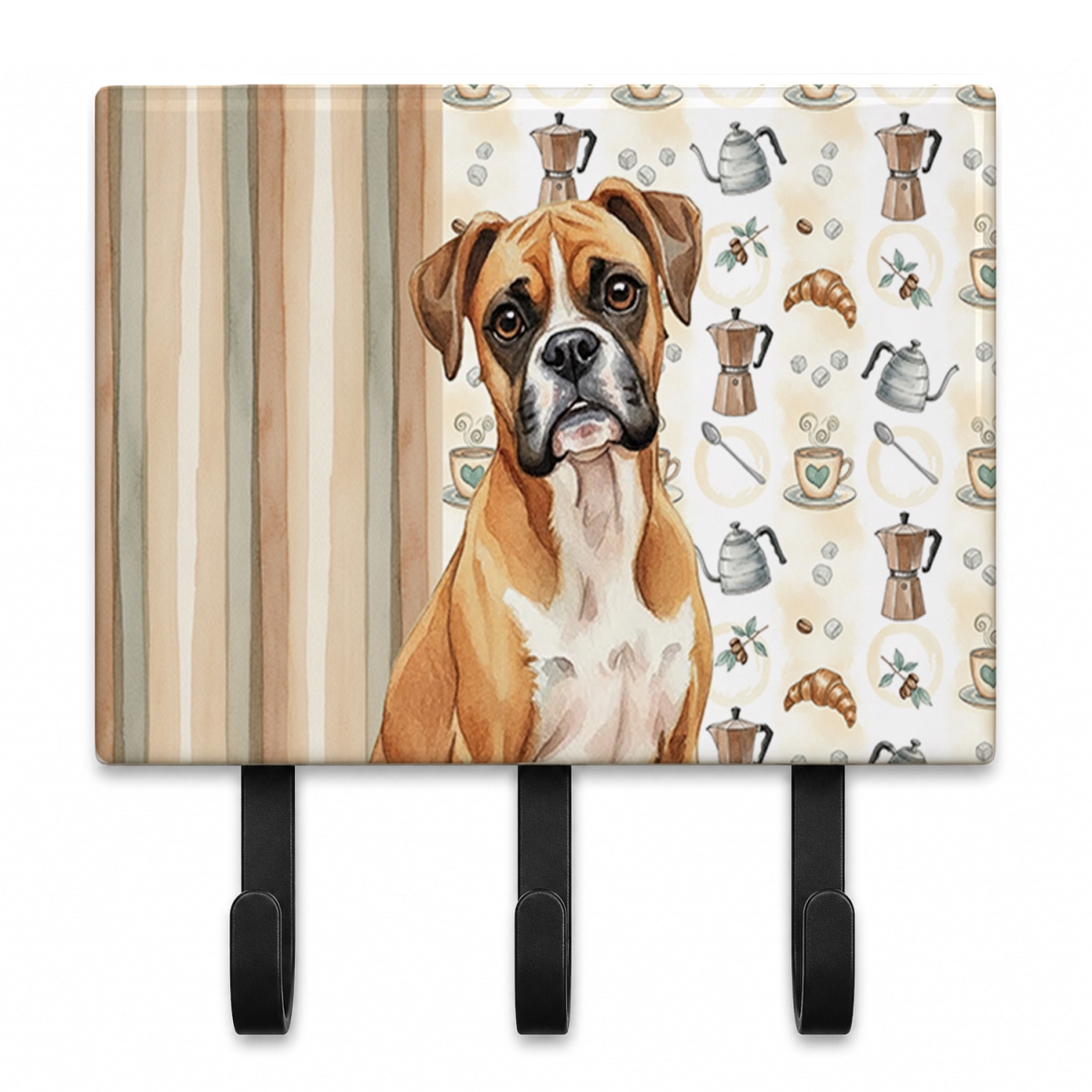 WDK7336TH68 9 x 6 in. Boxer Coffee Bar Leash or Key Holder