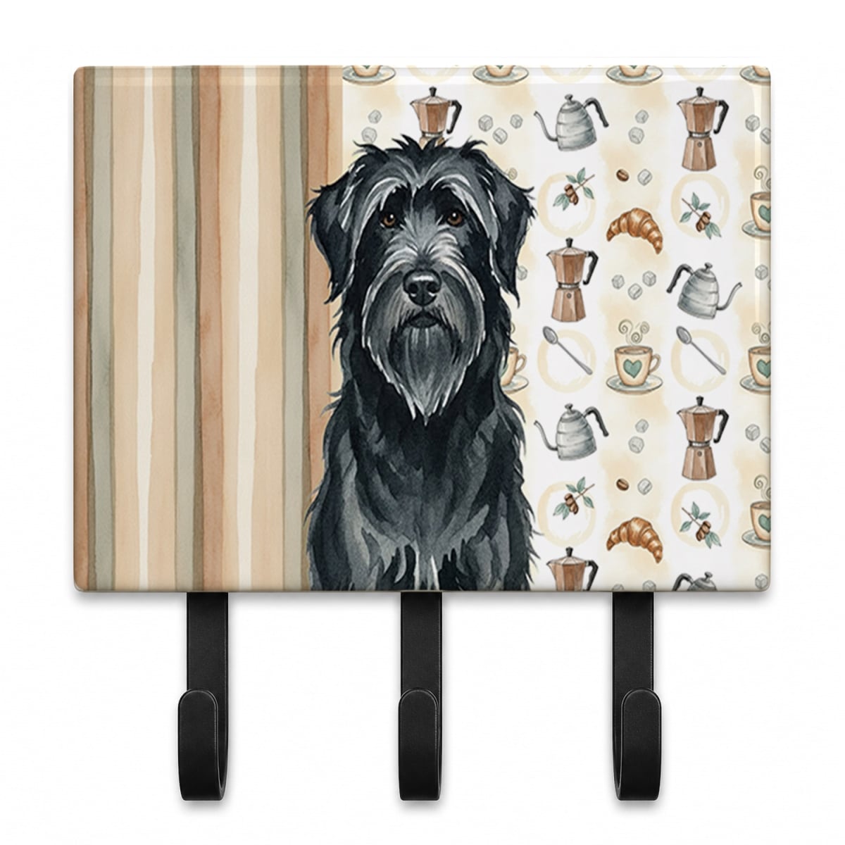 WDK7340TH68 9 x 6 in. Black Briard Coffee Bar Leash or Key Holder