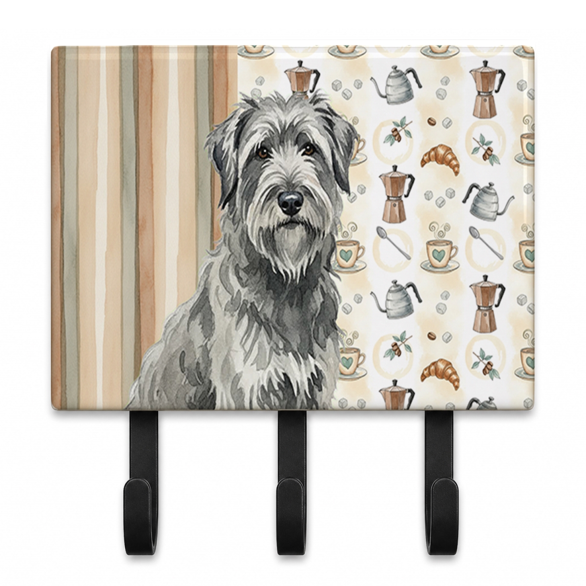 WDK7341TH68 9 x 6 in. Gray Briard Coffee Bar Leash or Key Holder