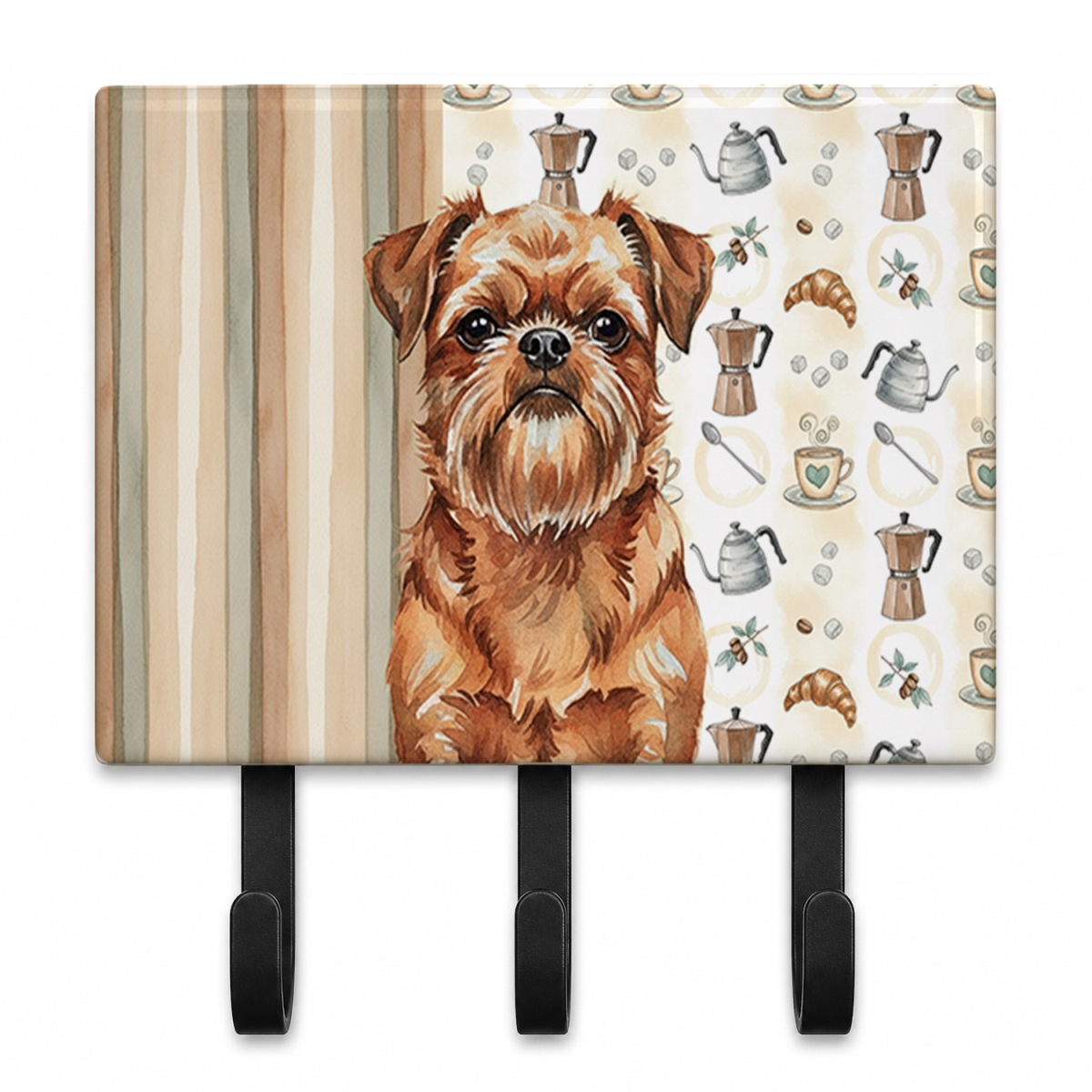 WDK7348TH68 9 x 6 in. Red Brussels Griffon Coffee Bar Leash or Key Holder