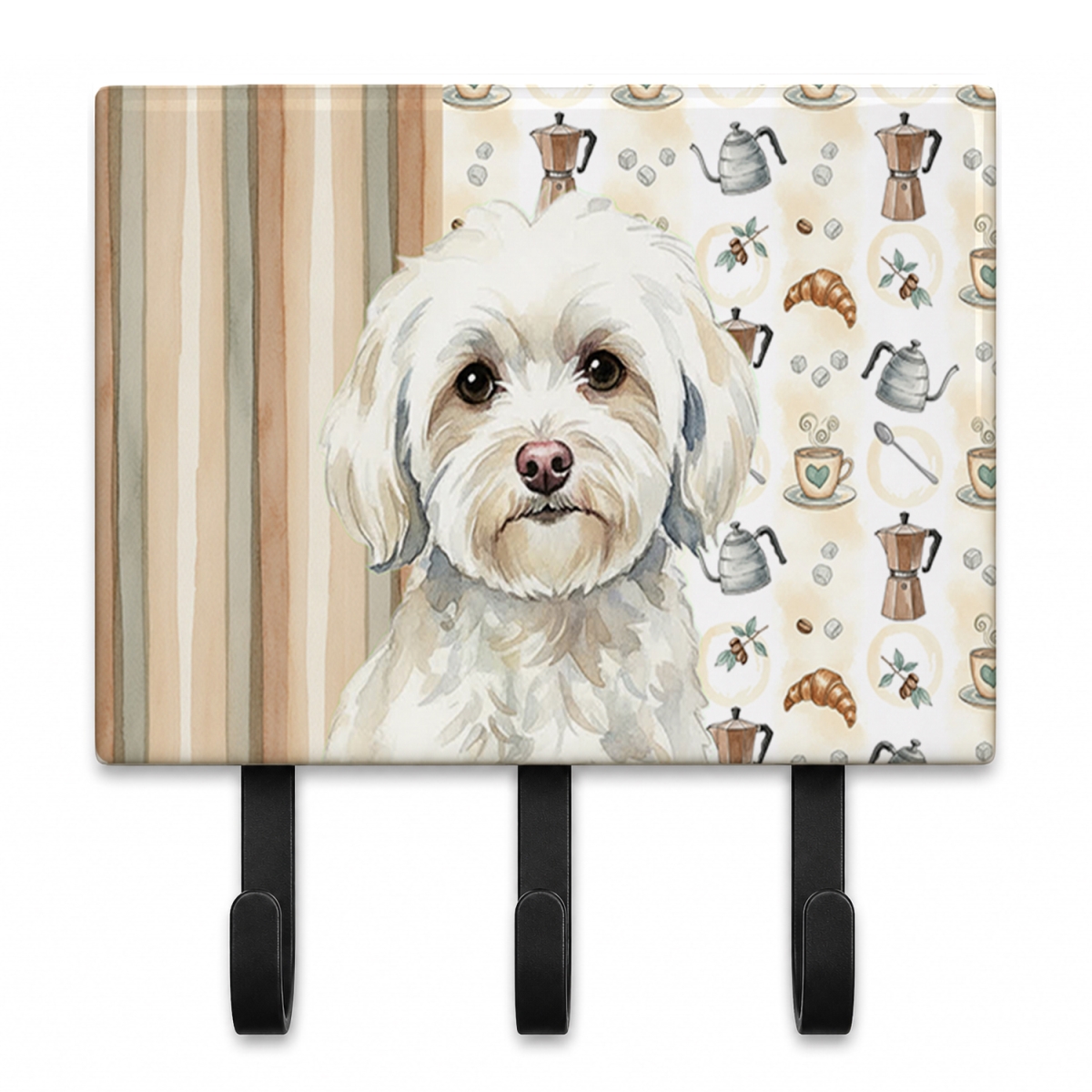 WDK7470TH68 9 x 6 in. White Havanese Coffee Bar Leash or Key Holder