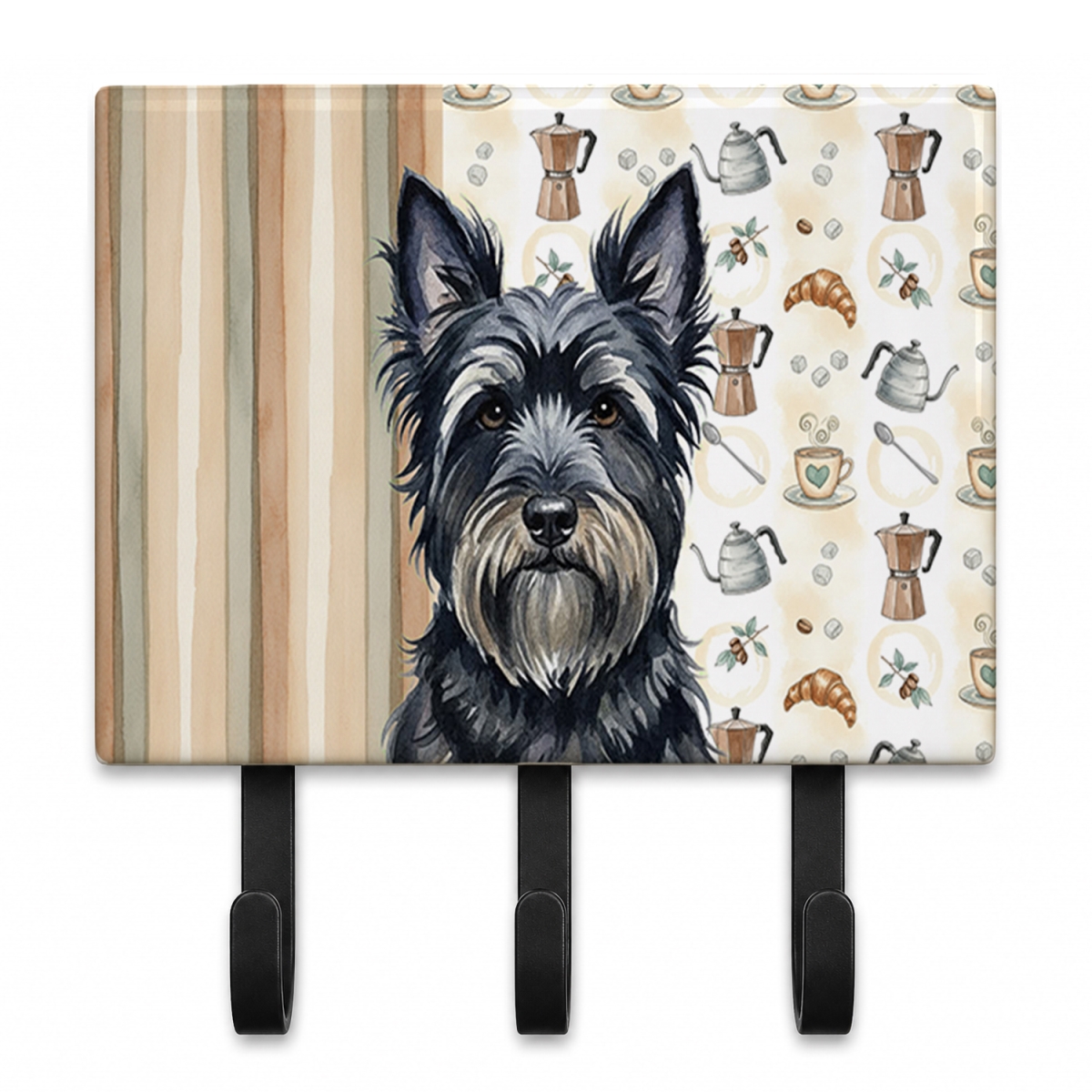 WDK7623TH68 9 x 6 in. Black Skye Terrier Coffee Bar Leash or Key Holder