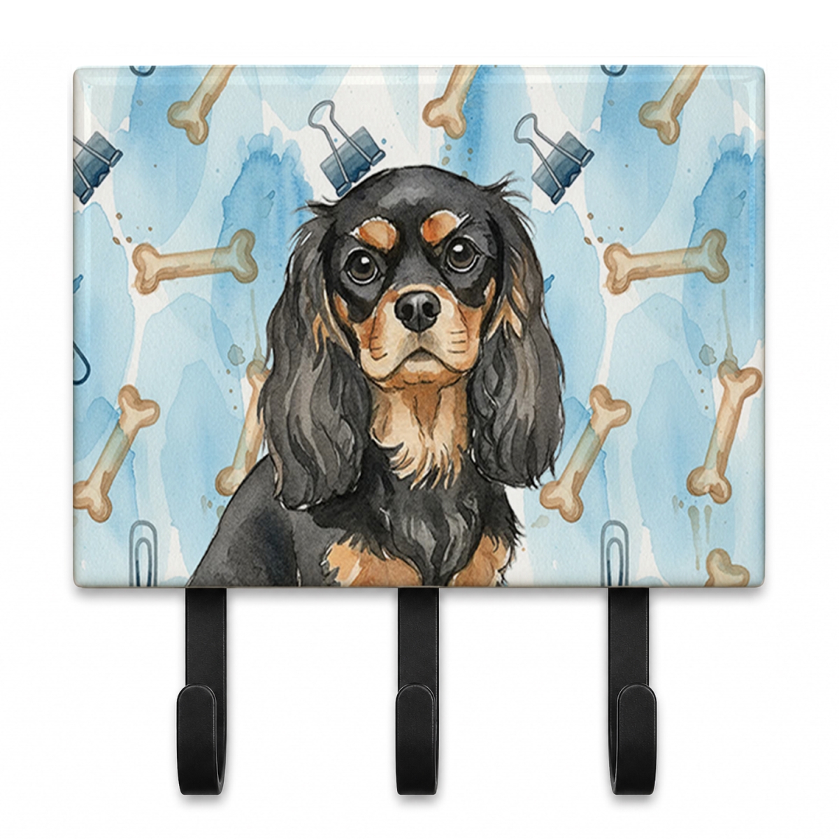 DAC9222TH68 9 x 6 in. Black & Tan Cavalier Spaniel Coworker Leash or Key Holder