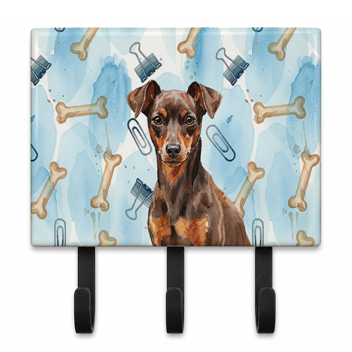DAC9376TH68 9 x 6 in. Chocolate & Rust Miniature Pinscher Coworker Leash or Key Holder