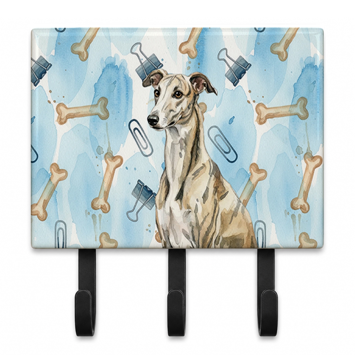 DAC9515TH68 9 x 6 in. Brindle Whippet Coworker Leash or Key Holder