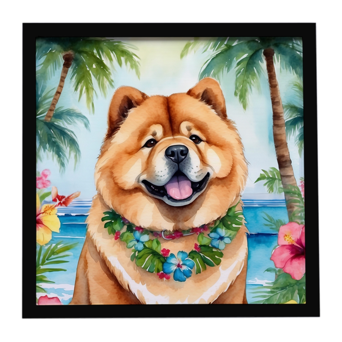 DAC6407MFP88 8 x 8 in. Chow Chow Luau Framed Metal Print
