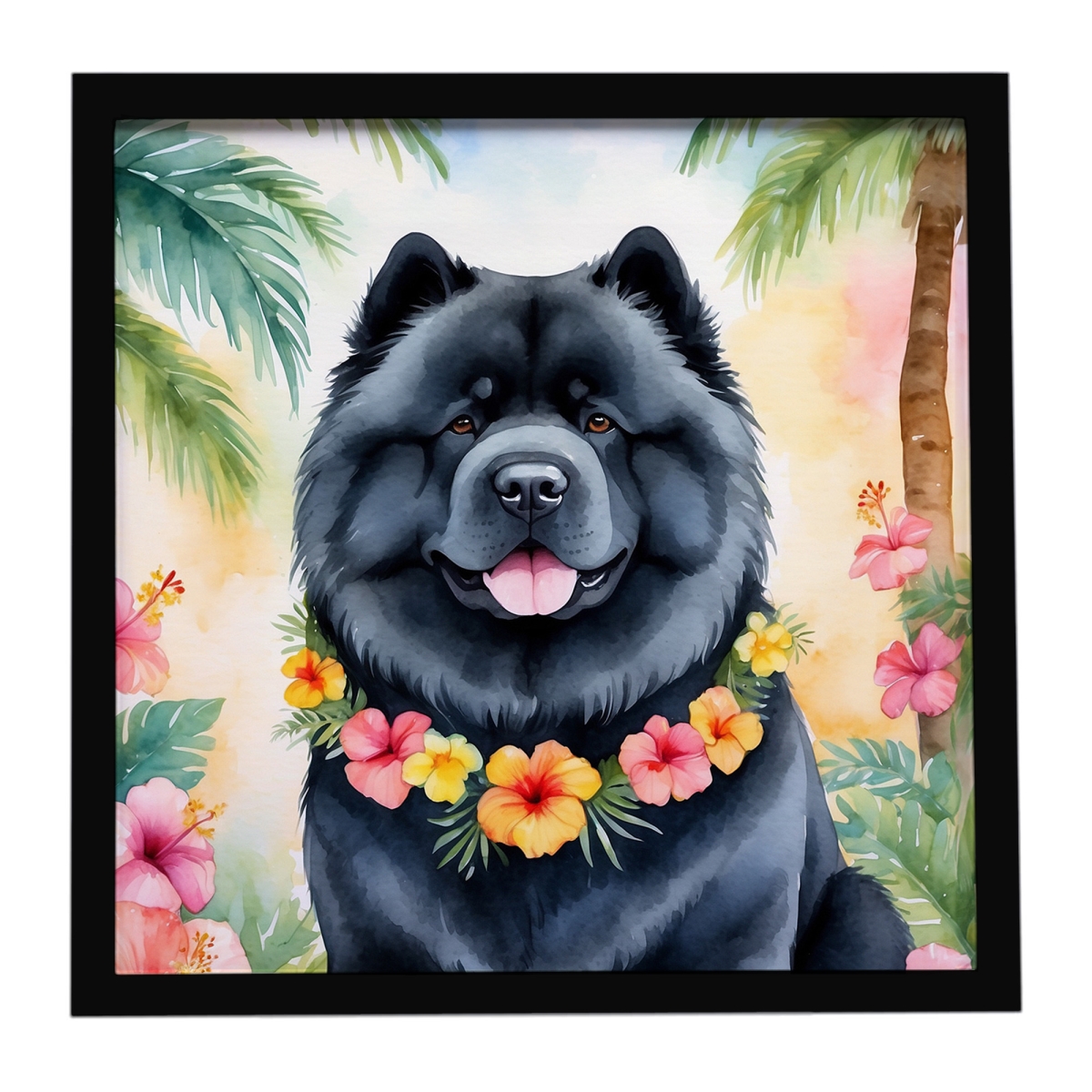 DAC6408MFP88 8 x 8 in. Chow Chow Luau Framed Metal Print