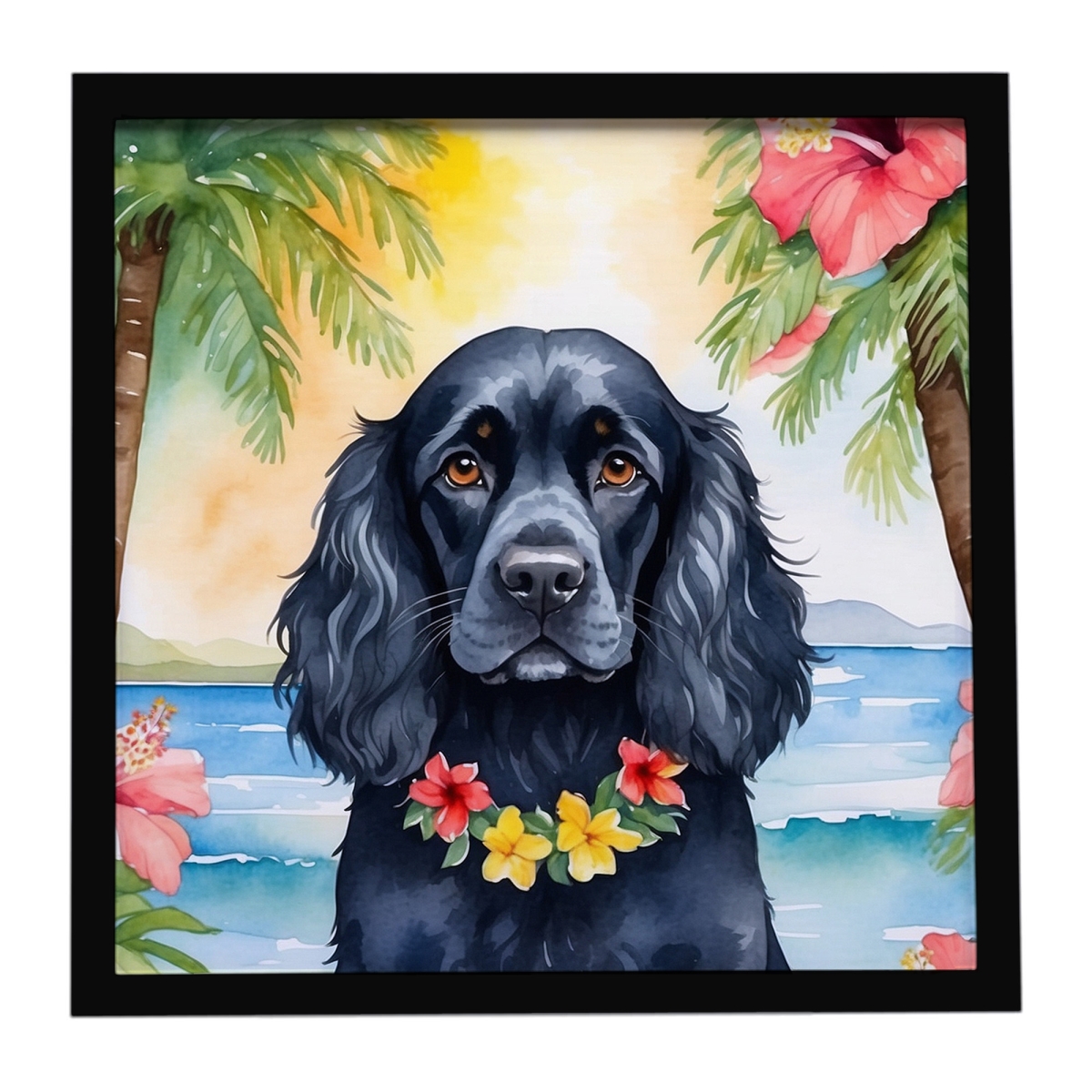 DAC6411MFP88 8 x 8 in. Cocker Spaniel Luau Framed Metal Print