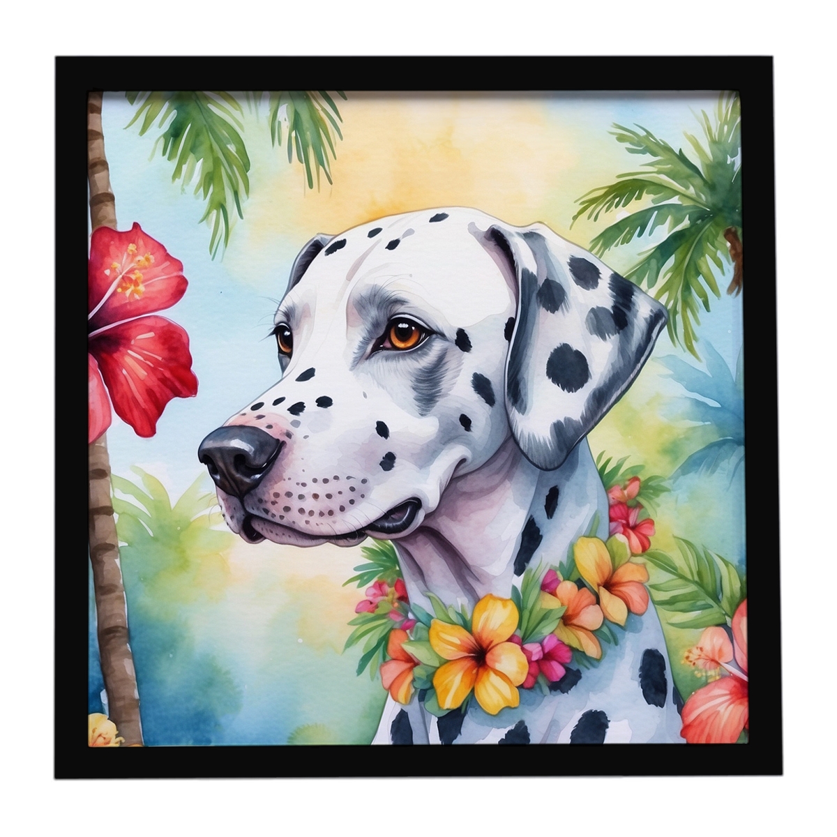 DAC6421MFP88 8 x 8 in. Dalmatian Luau Framed Metal Print