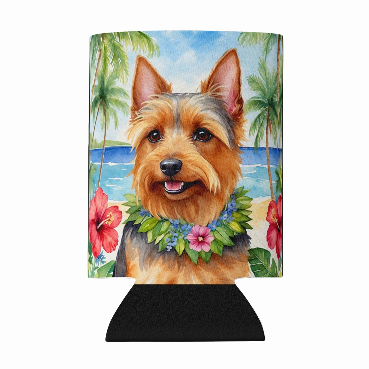 DAC6359CC 5 x 3 in. Australian Terrier Luau Can or Bottle Hugger