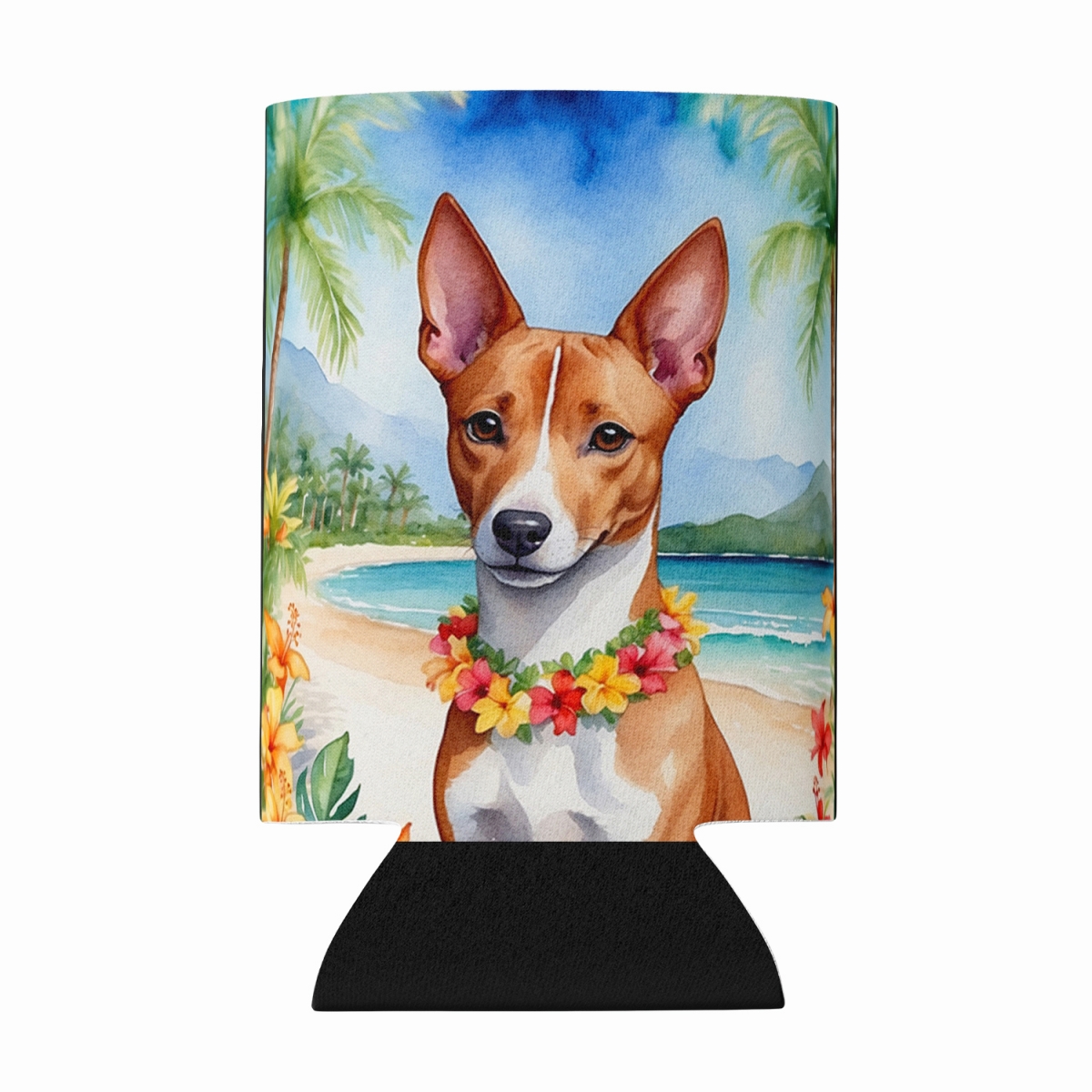 DAC6360CC 5 x 3 in. Basenji Luau Can or Bottle Hugger